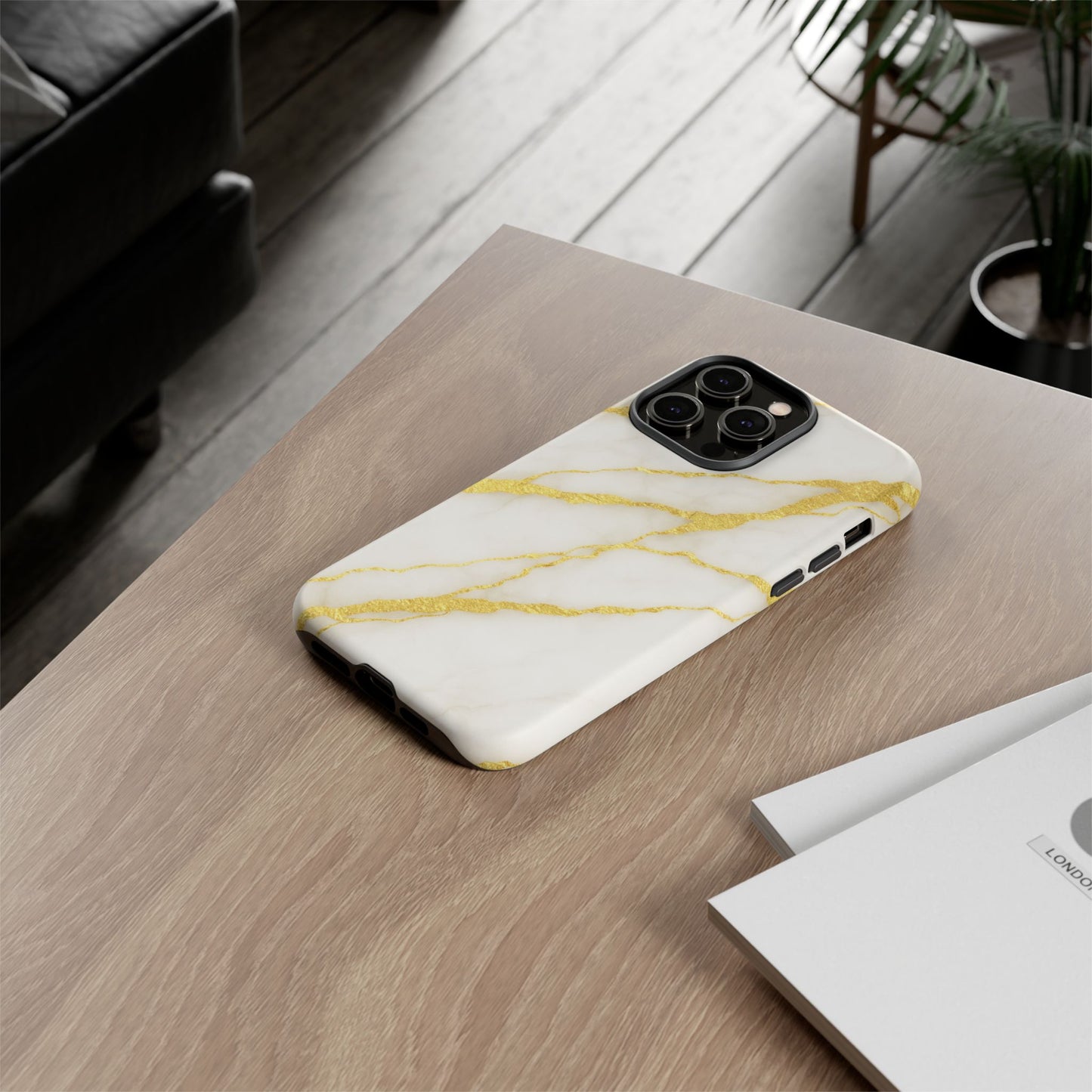 Luxury Marble Phone Case with Gold Accents