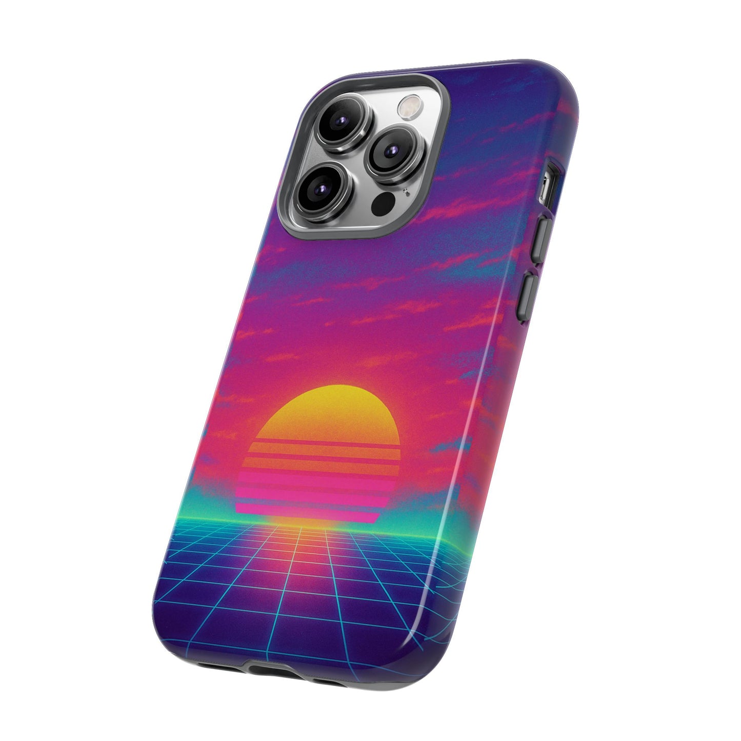 Retro Sunset Tough Phone Case - Vibrant 80s Aesthetic