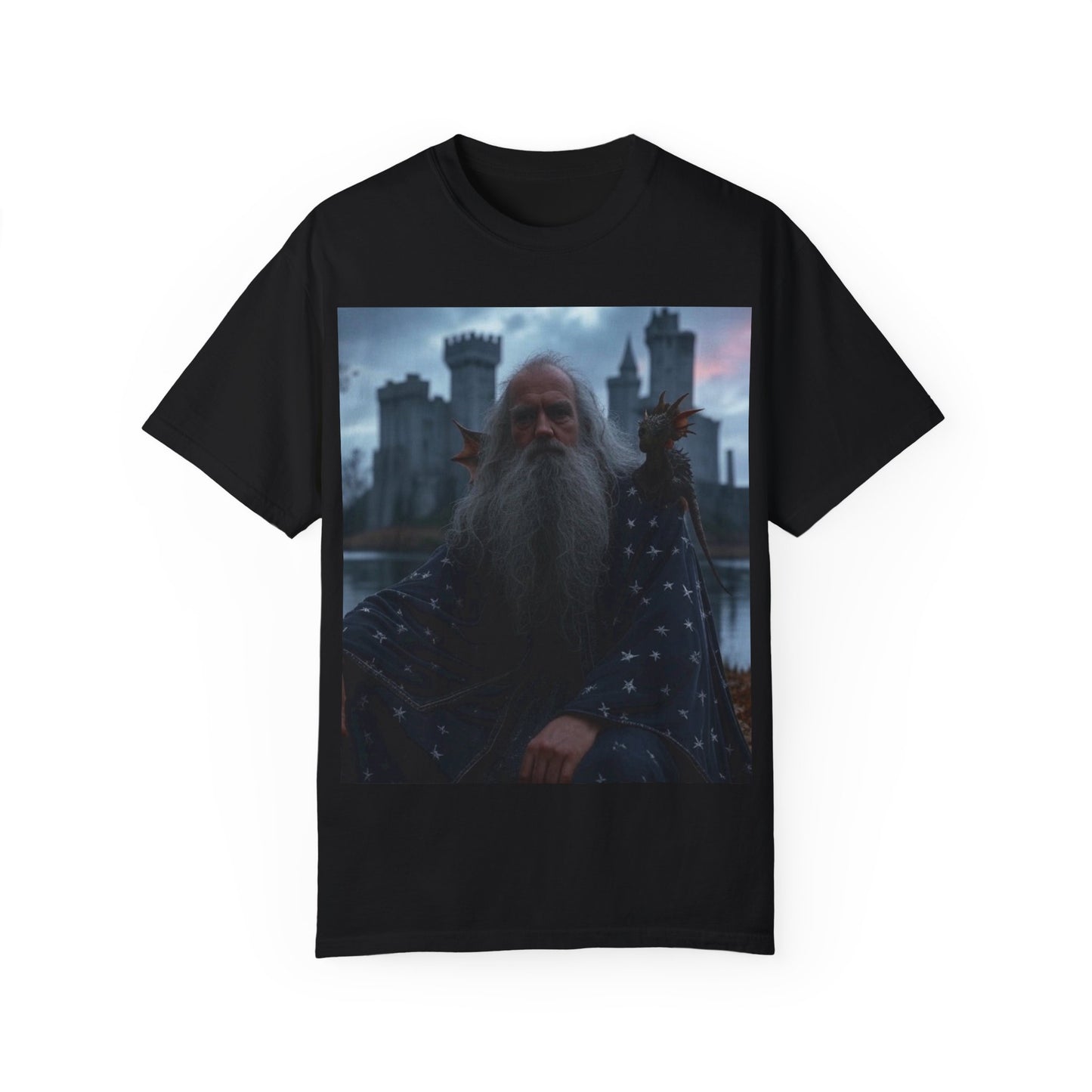 Mystical Wizard Graphic T-Shirt | Unisex Garment-Dyed Tee for Fantasy Lovers