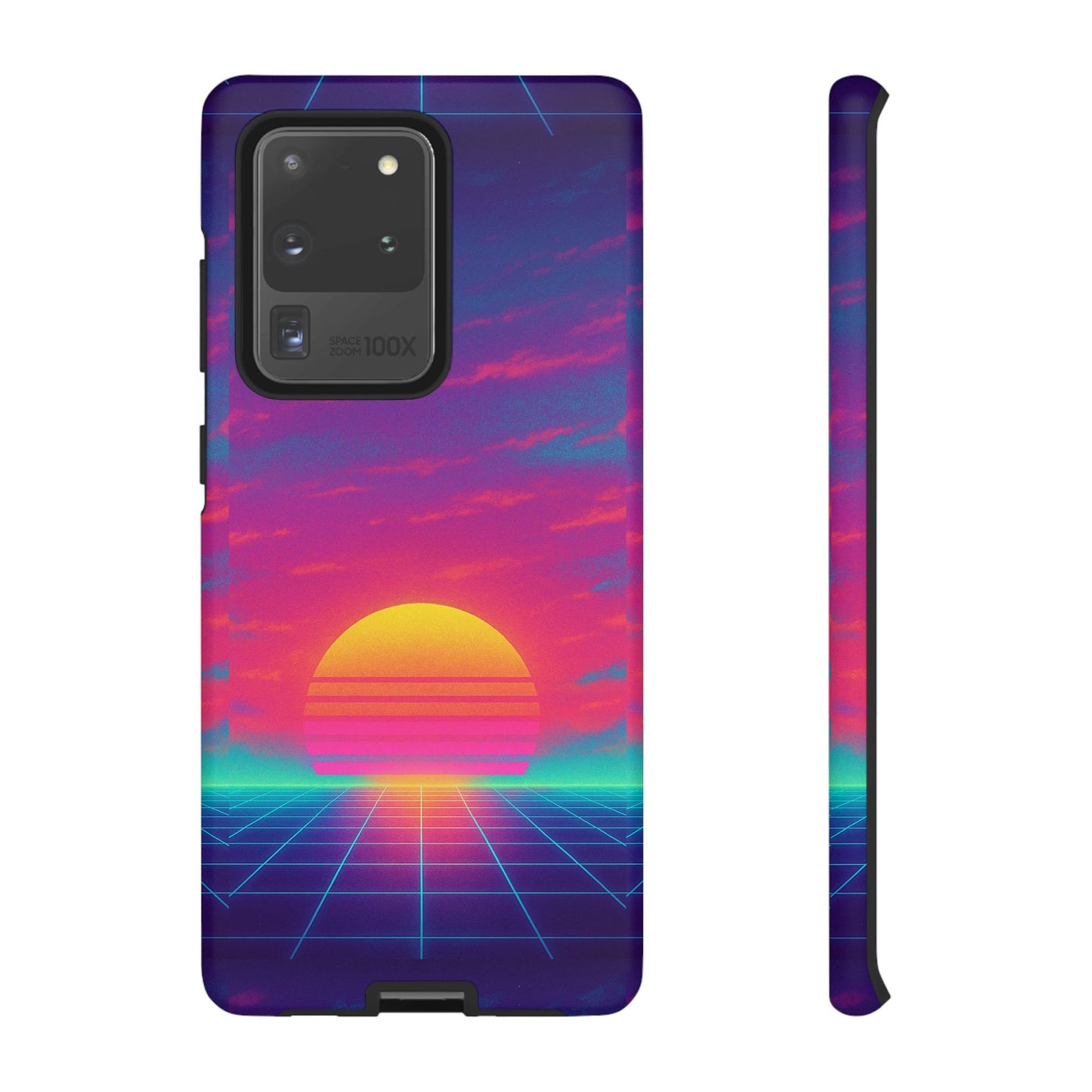 Retro Sunset Tough Phone Case - Vibrant 80s Aesthetic