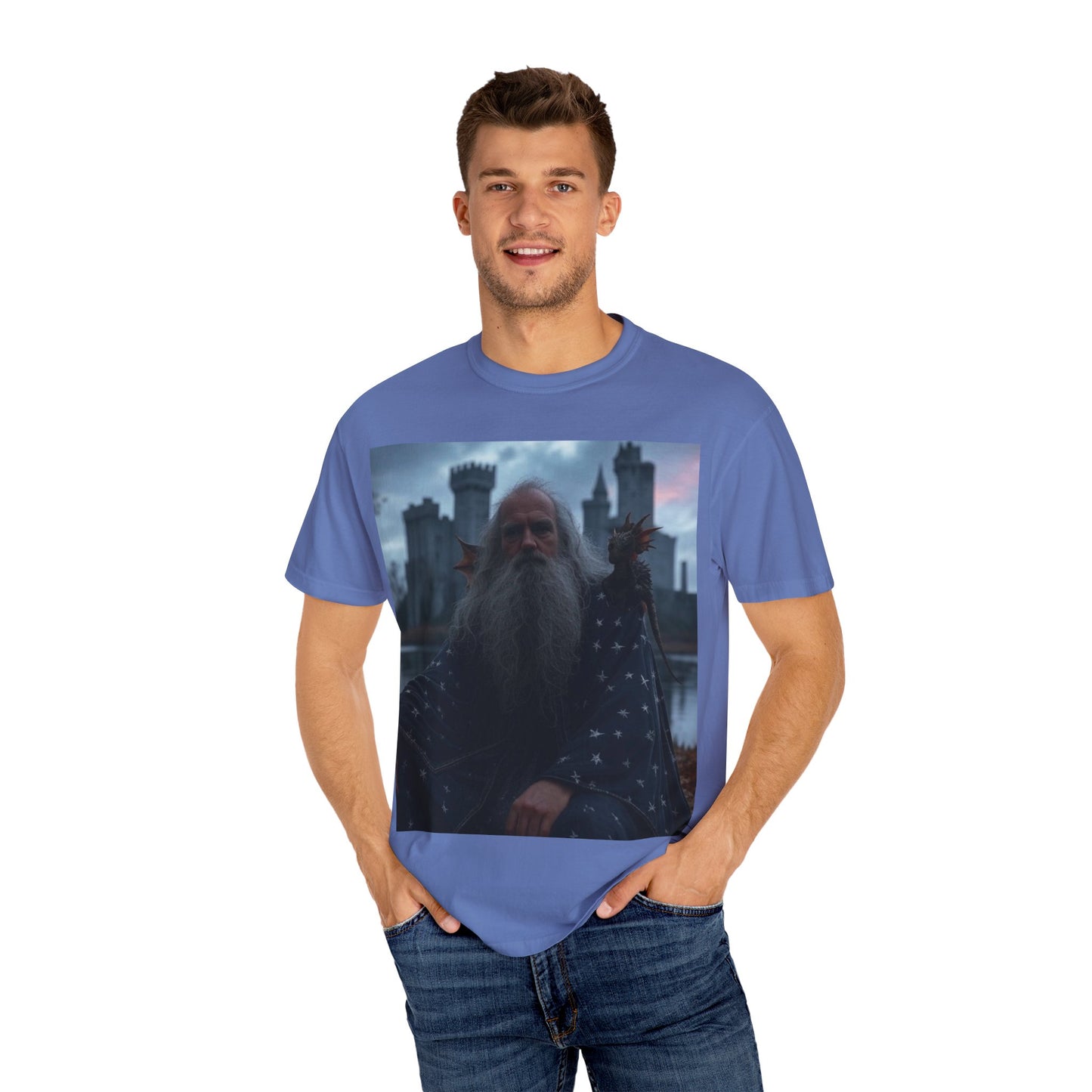 Mystical Wizard Graphic T-Shirt | Unisex Garment-Dyed Tee for Fantasy Lovers