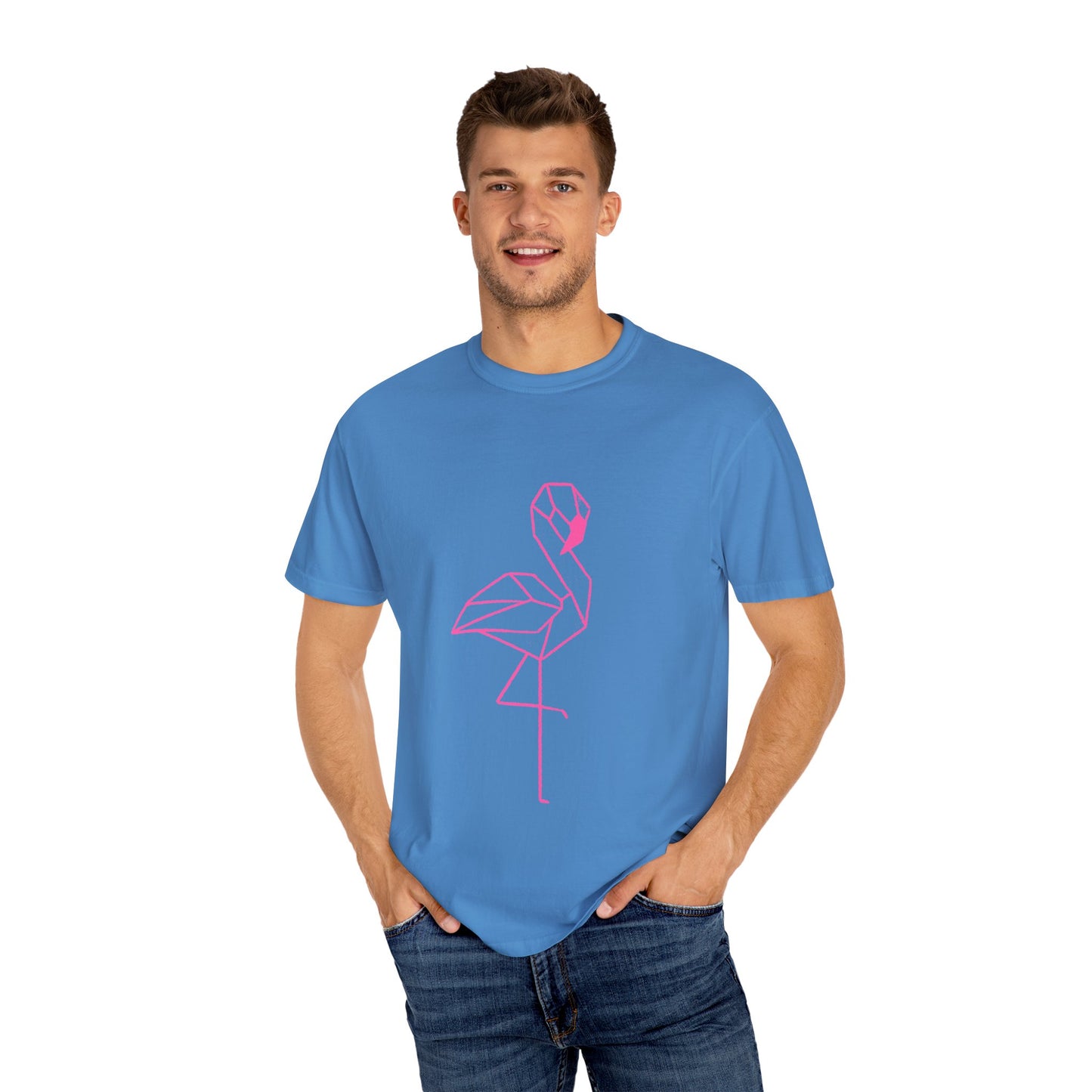 Geo Flamingo Unisex T-shirt | Summer Vibes Tee | Gift for Nature Lovers | Casual Wear for Every Occasion, Beach, Vacation, Friends Gathering