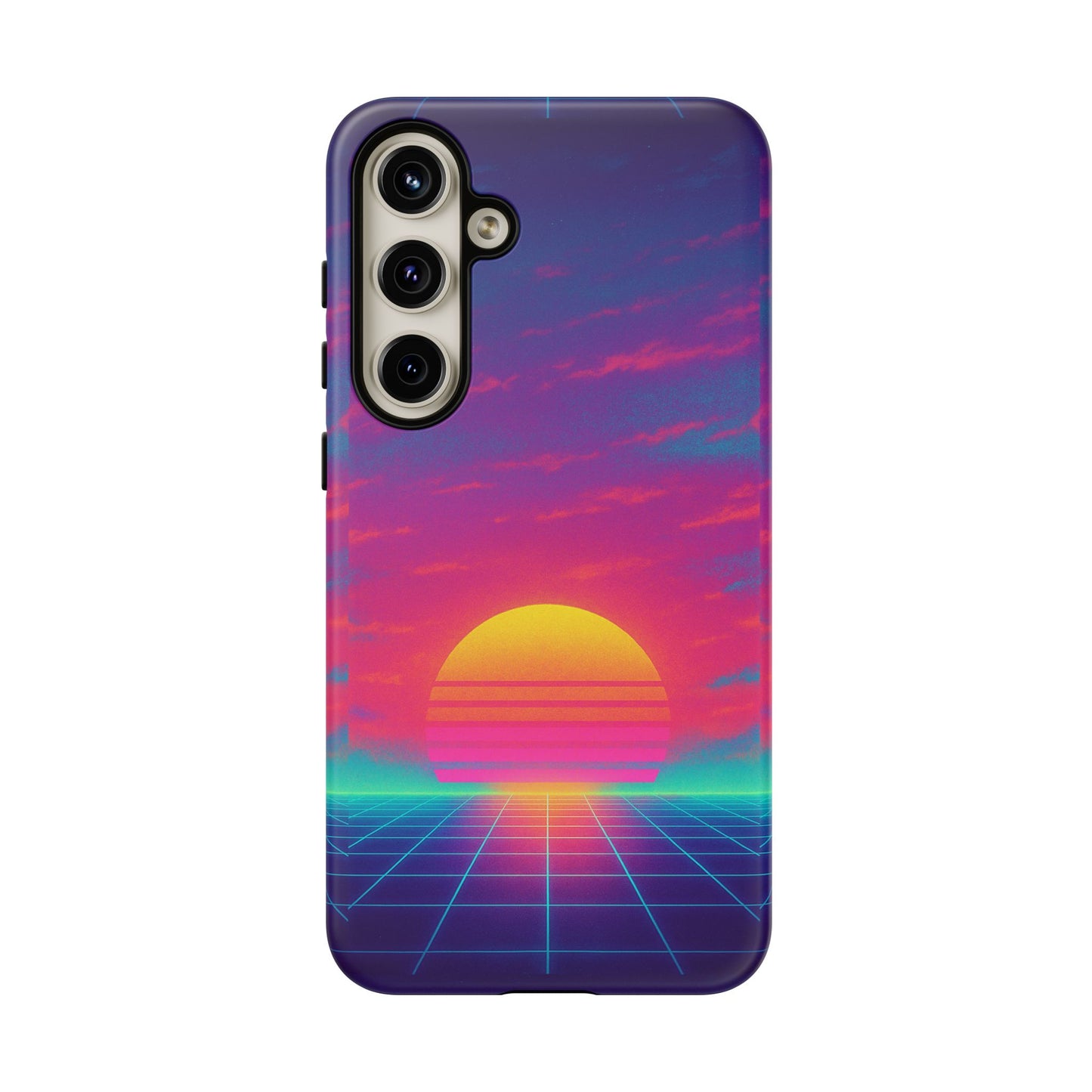 Retro Sunset Tough Phone Case - Vibrant 80s Aesthetic