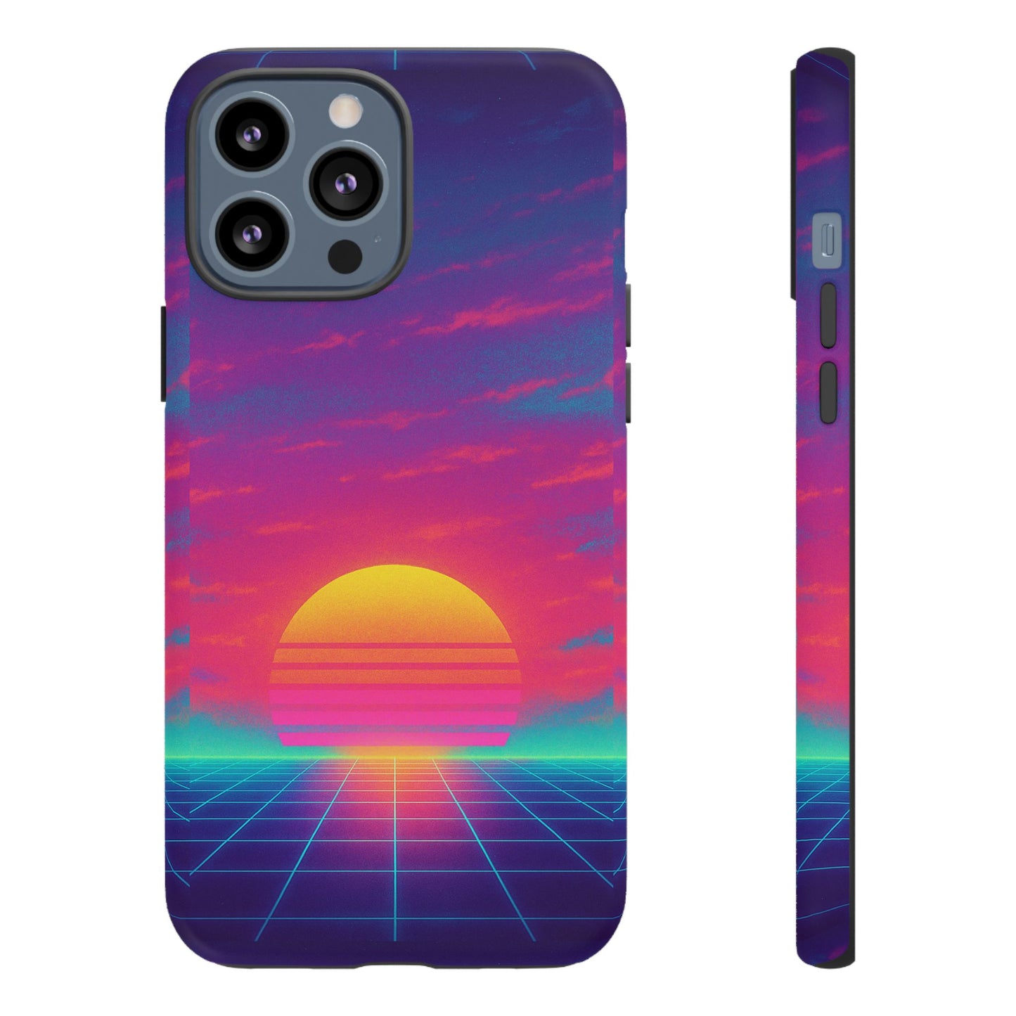 Retro Sunset Tough Phone Case - Vibrant 80s Aesthetic
