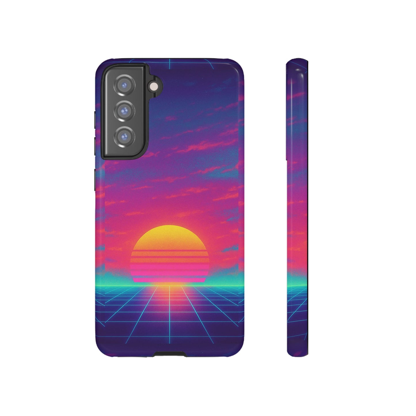 Retro Sunset Tough Phone Case - Vibrant 80s Aesthetic