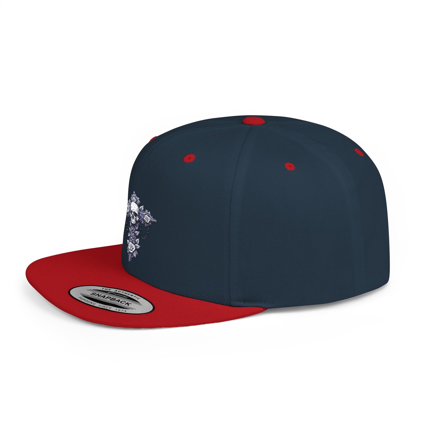 Stylish Flat Bill Snapback Hat with Unique Graphic Design