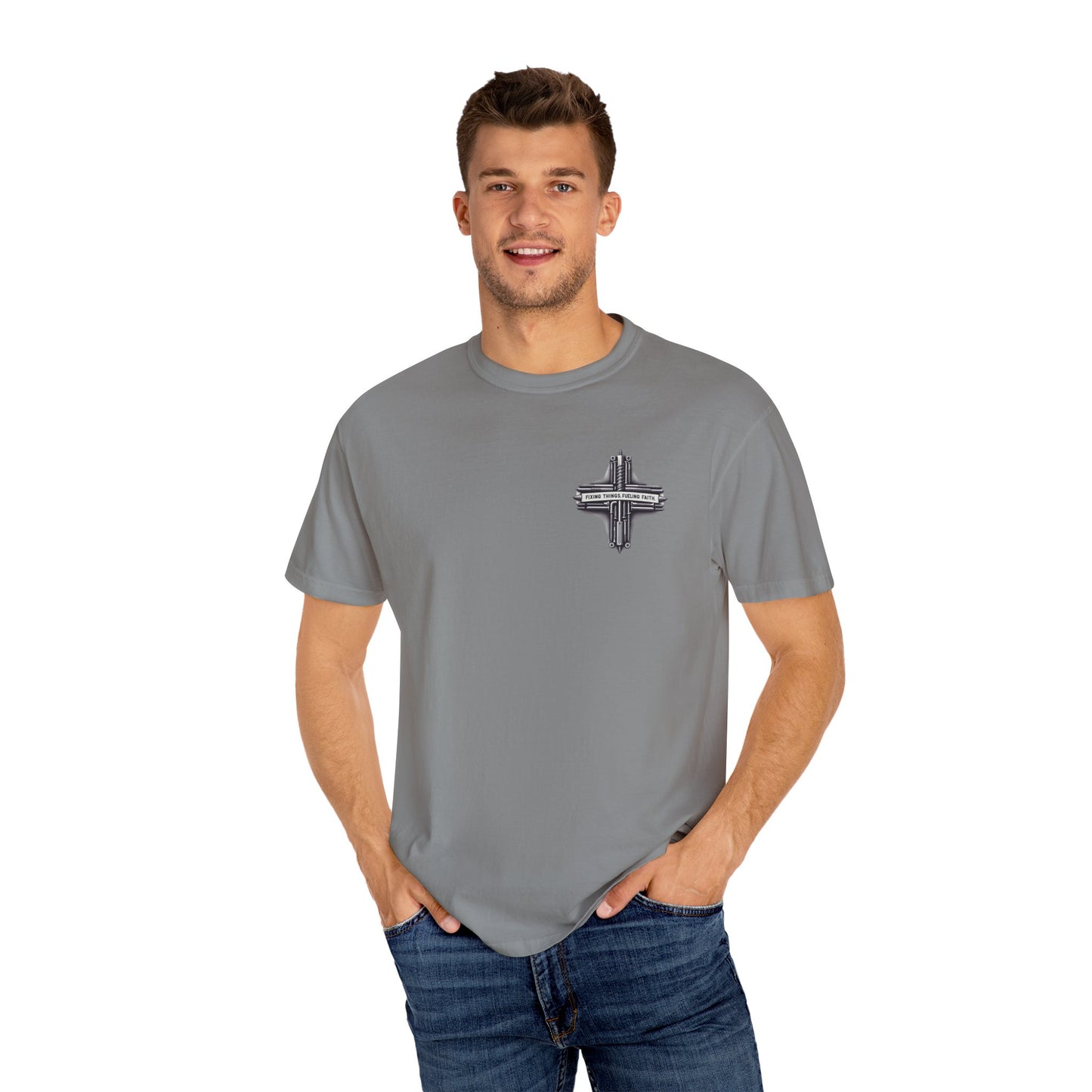 Faith-Inspired Unisex T-Shirt | Fixing Things Fueling Faith | Inspirational Gift for Believers | Casual Wear, Church Events, Everyday Style
