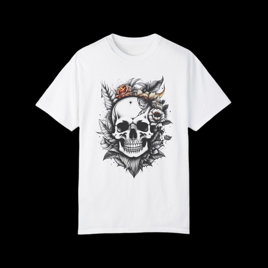 Unisex Skull Floral T-Shirt - Edgy Graphic Tee for Everyday Wear