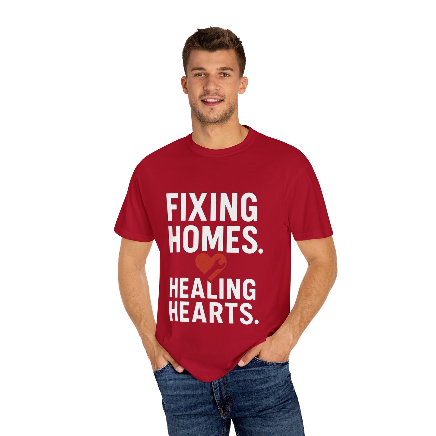 Heartfelt Repair Unisex T-Shirt - Fixing Homes, Healing Hearts - Gift for Homeowners, DIY Lovers, Father's Day, Housewarming