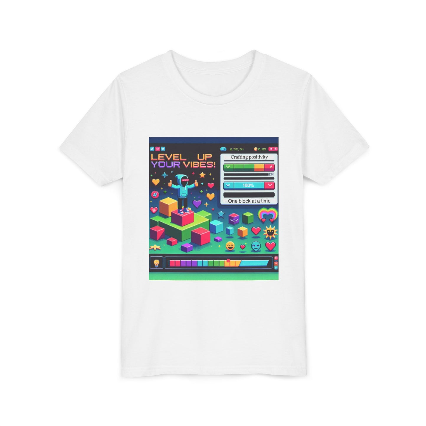 Youth Tee — "Level Up Your Vibes" Retro Gaming Graphic