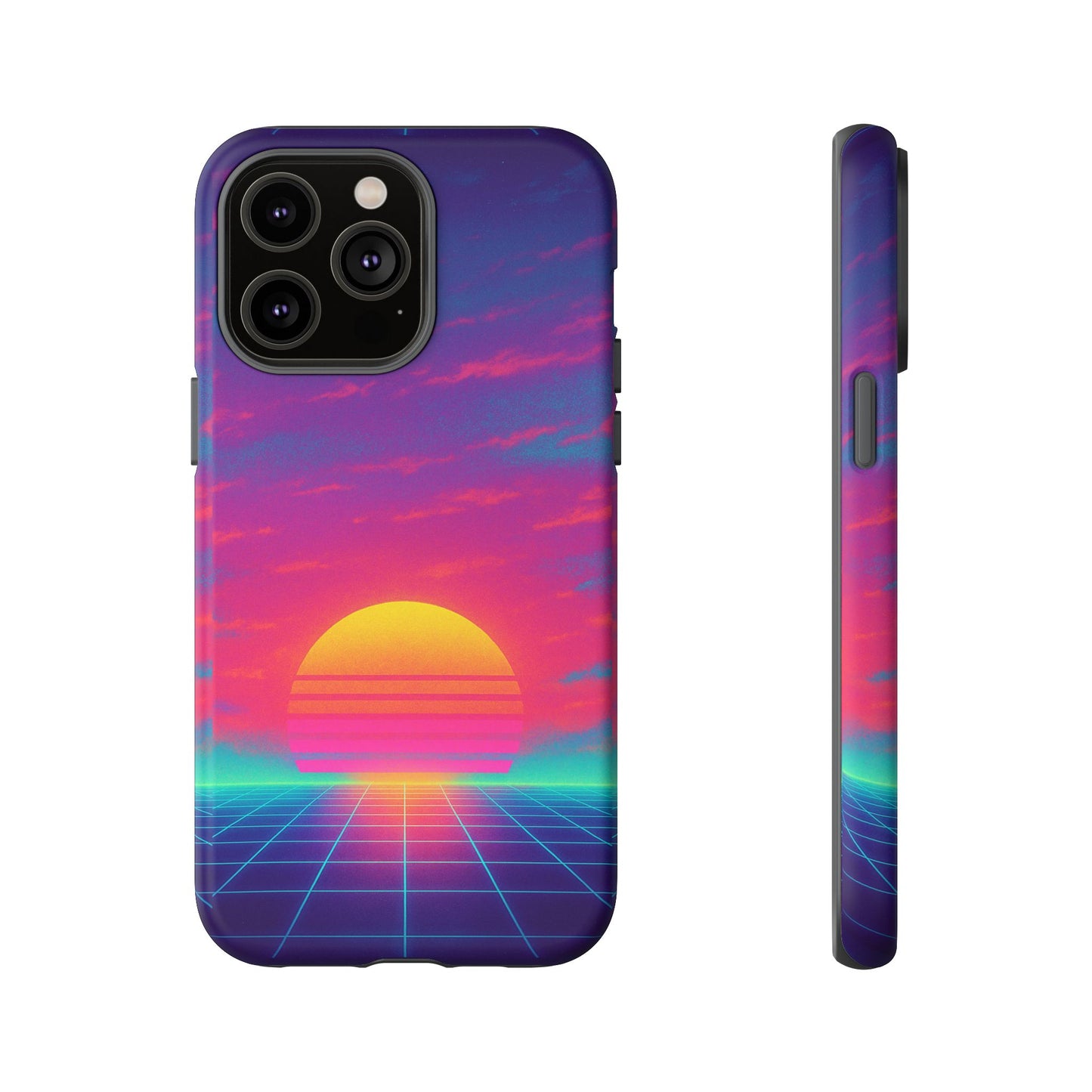 Retro Sunset Tough Phone Case - Vibrant 80s Aesthetic