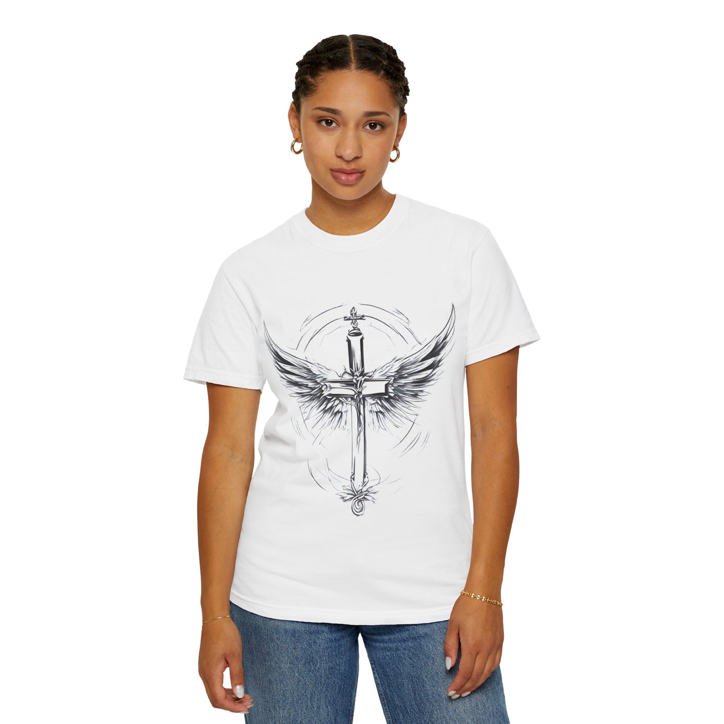 Heavenly Wings Unisex T-Shirt - Angelic Sword Design