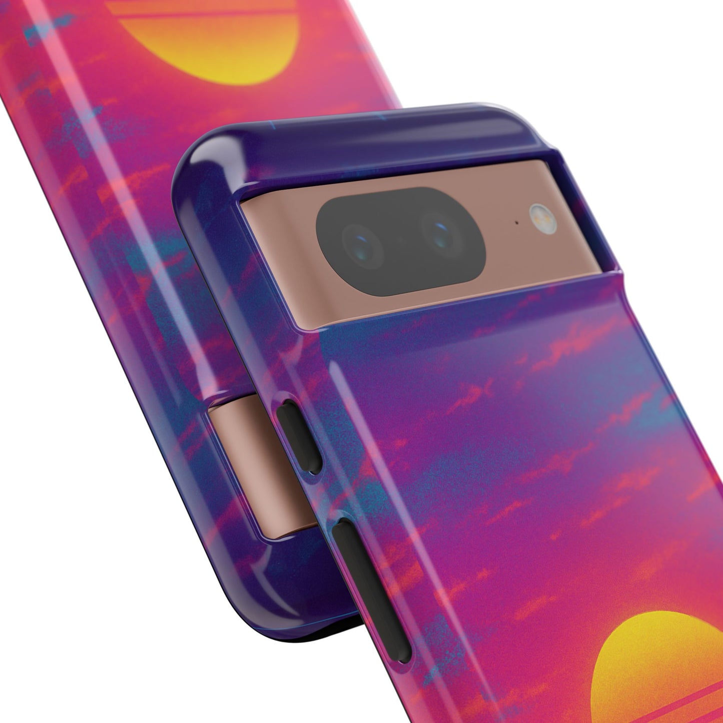 Retro Sunset Tough Phone Case - Vibrant 80s Aesthetic