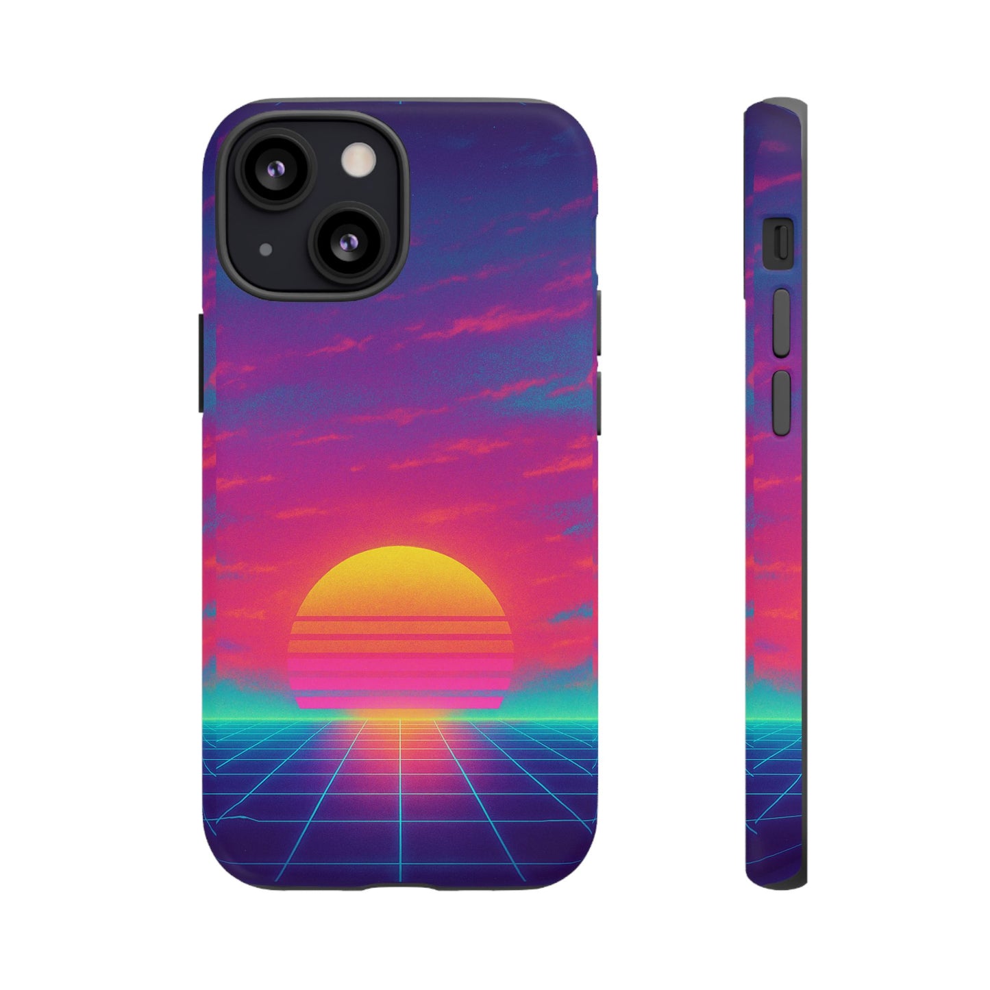 Retro Sunset Tough Phone Case - Vibrant 80s Aesthetic