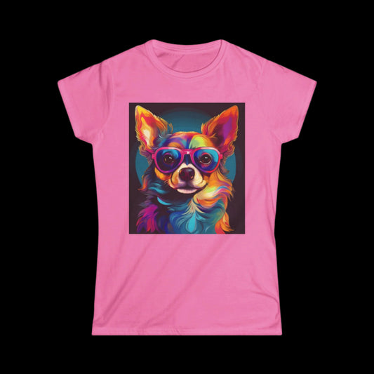 Colorful Dog Graphic Women's Softstyle Tee - Perfect for Animal Lovers