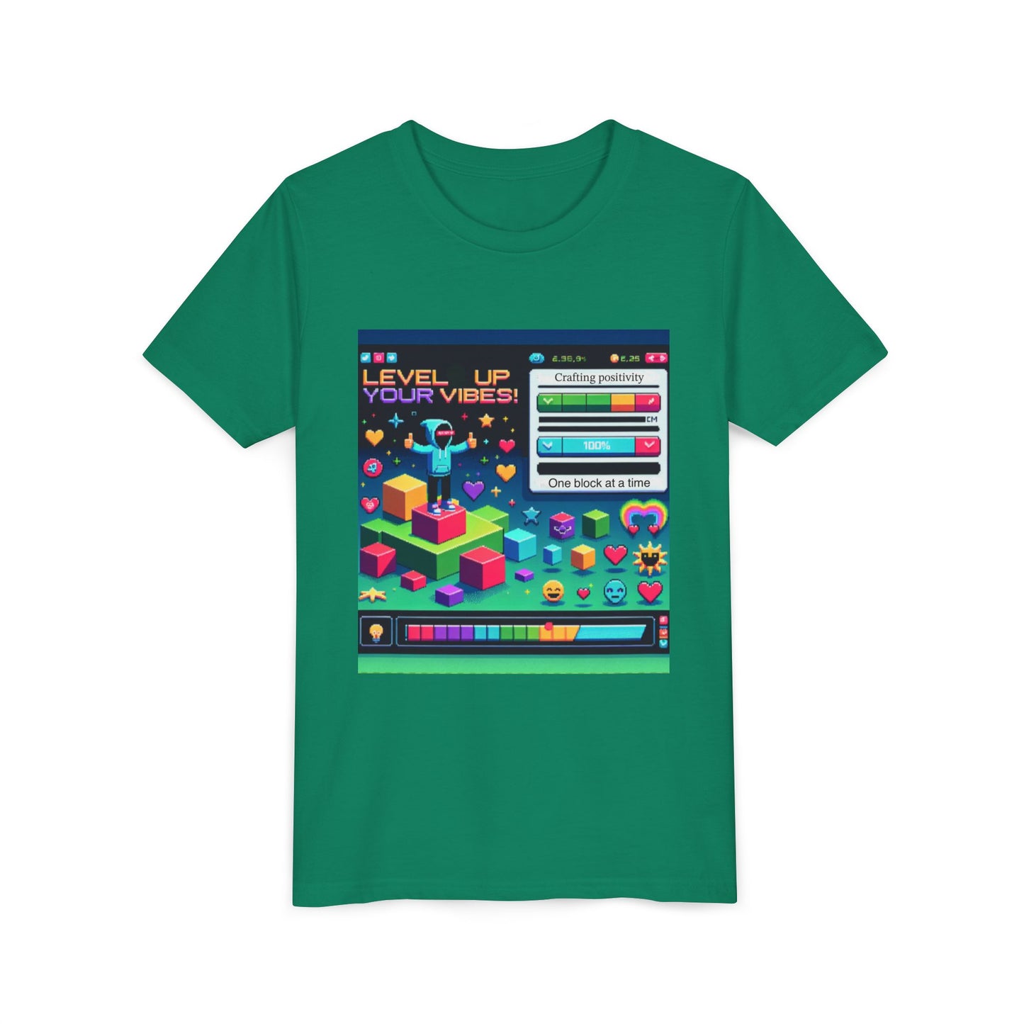 Youth Tee — "Level Up Your Vibes" Retro Gaming Graphic