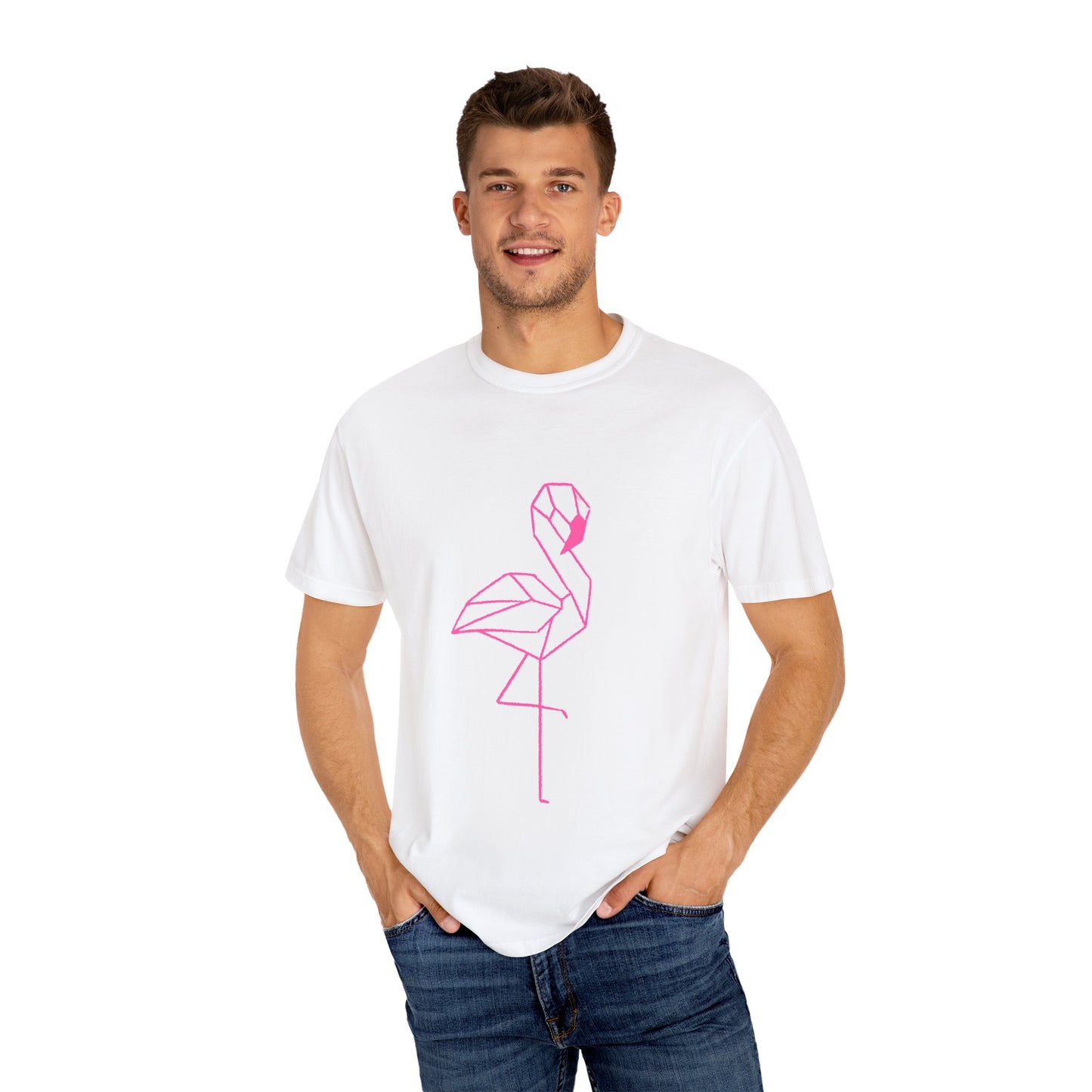 Geo Flamingo Unisex T-shirt | Summer Vibes Tee | Gift for Nature Lovers | Casual Wear for Every Occasion, Beach, Vacation, Friends Gathering