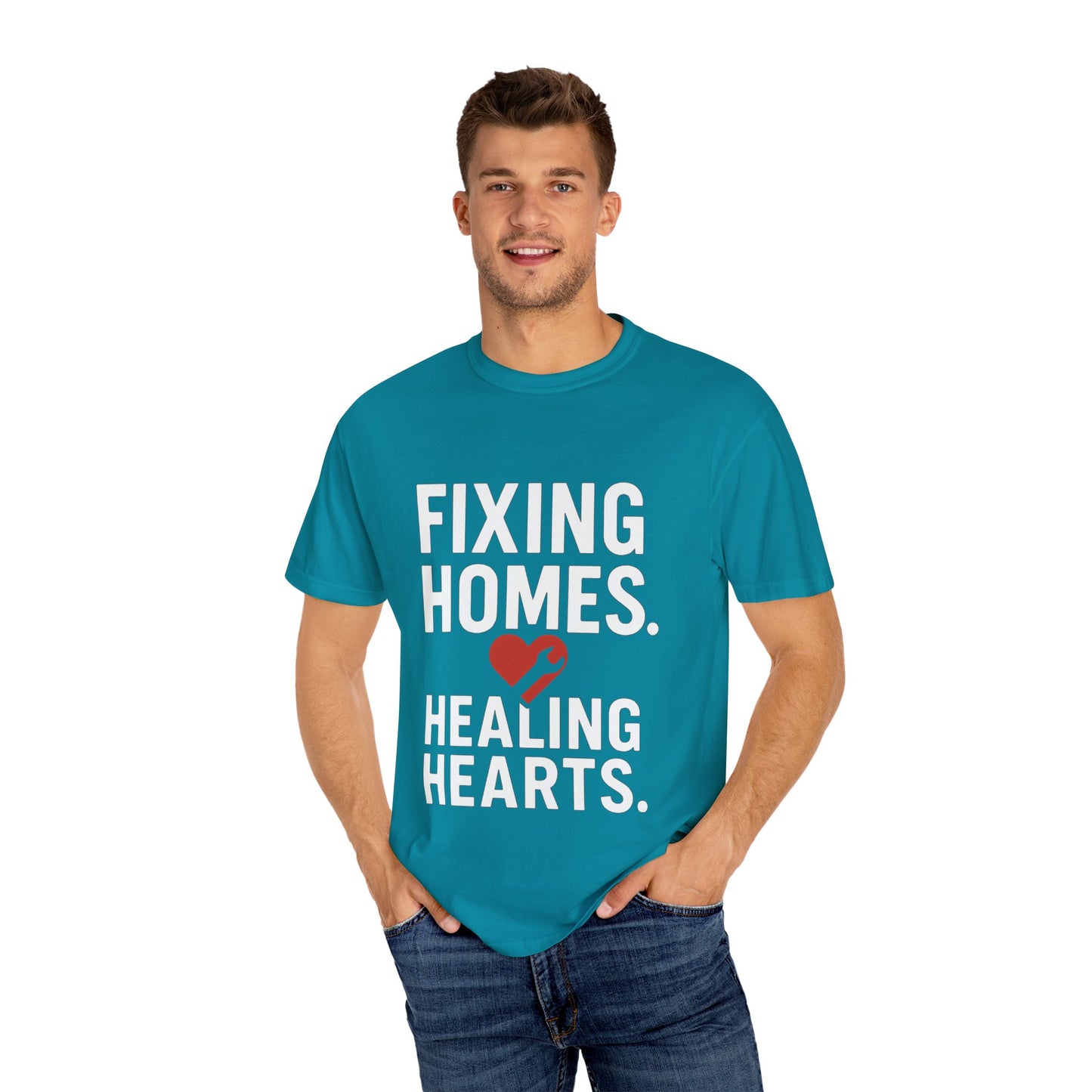 Heartfelt Repair Unisex T-Shirt - Fixing Homes, Healing Hearts - Gift for Homeowners, DIY Lovers, Father's Day, Housewarming