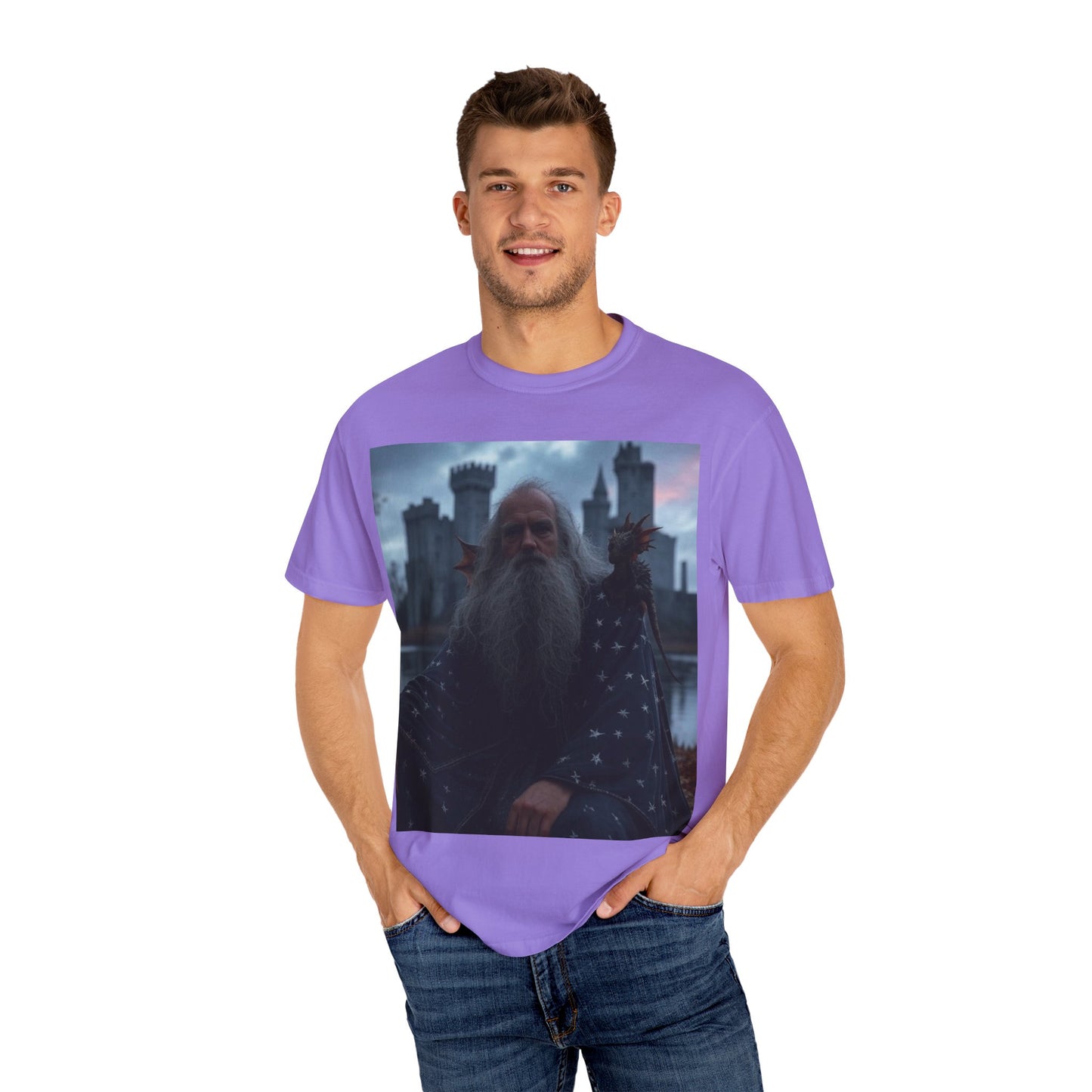 Mystical Wizard Graphic T-Shirt | Unisex Garment-Dyed Tee for Fantasy Lovers