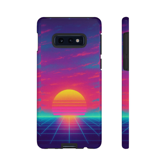 Retro Sunset Tough Phone Case - Vibrant 80s Aesthetic