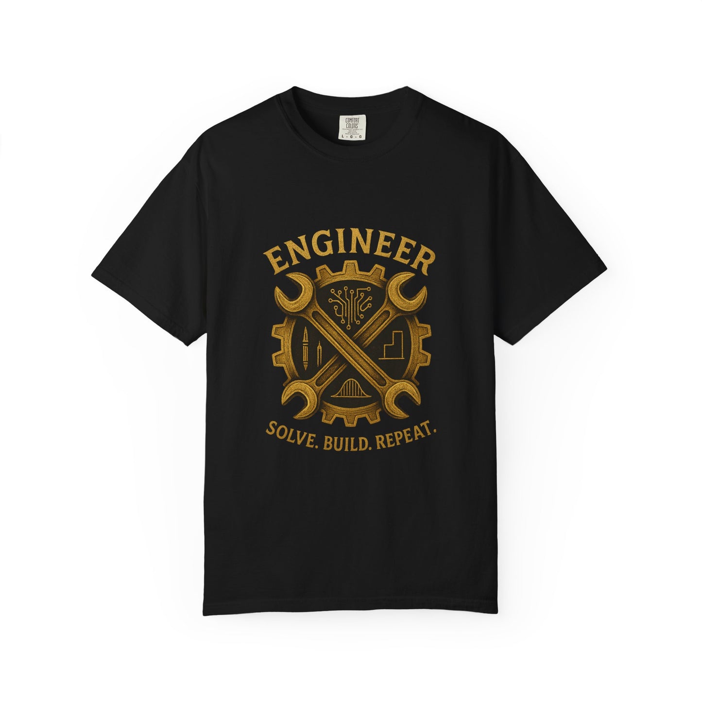 Engineer T-Shirt — 'Engineer: Solve. Build. Repeat.' Vintage Wrench & Gear Tee