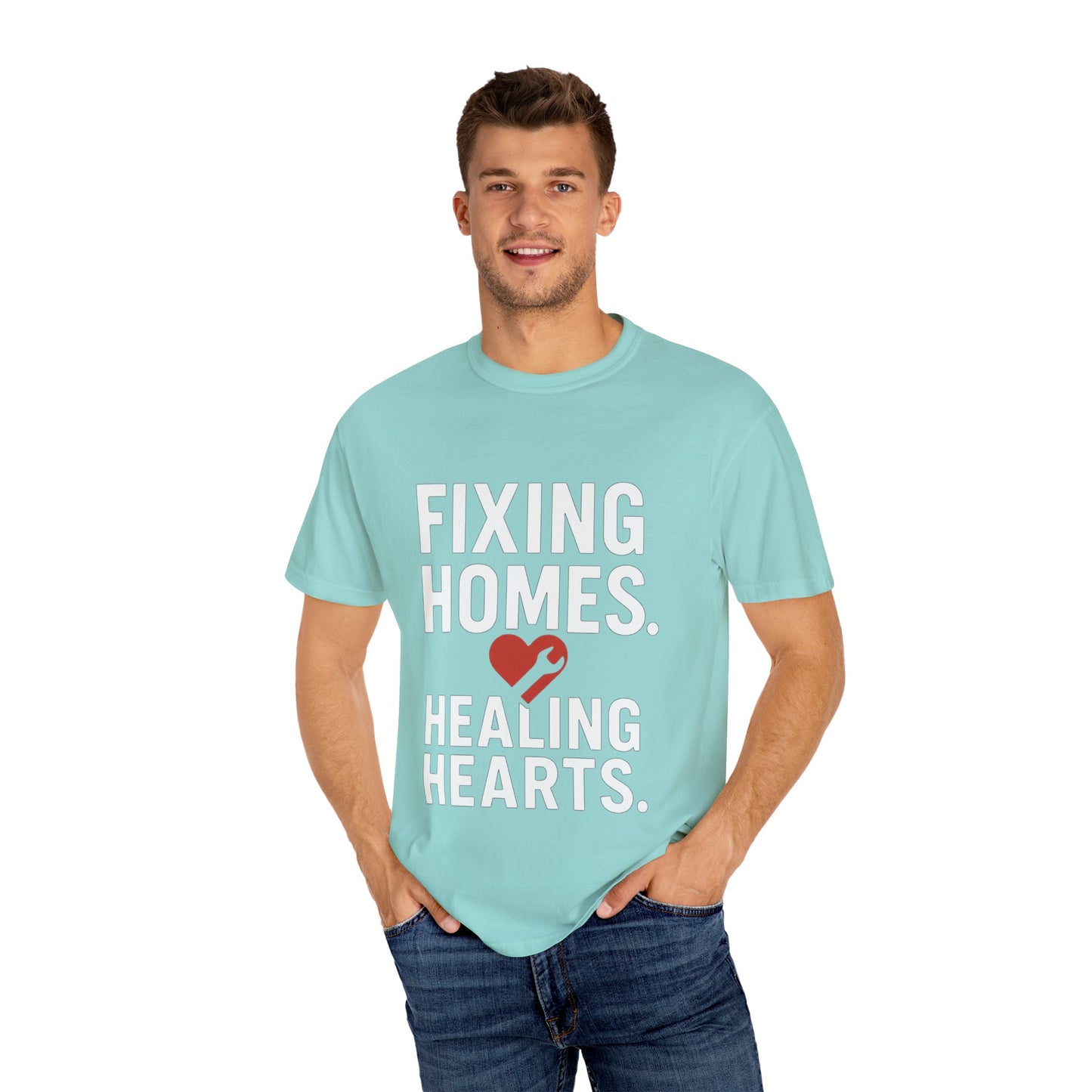 Heartfelt Repair Unisex T-Shirt - Fixing Homes, Healing Hearts - Gift for Homeowners, DIY Lovers, Father's Day, Housewarming