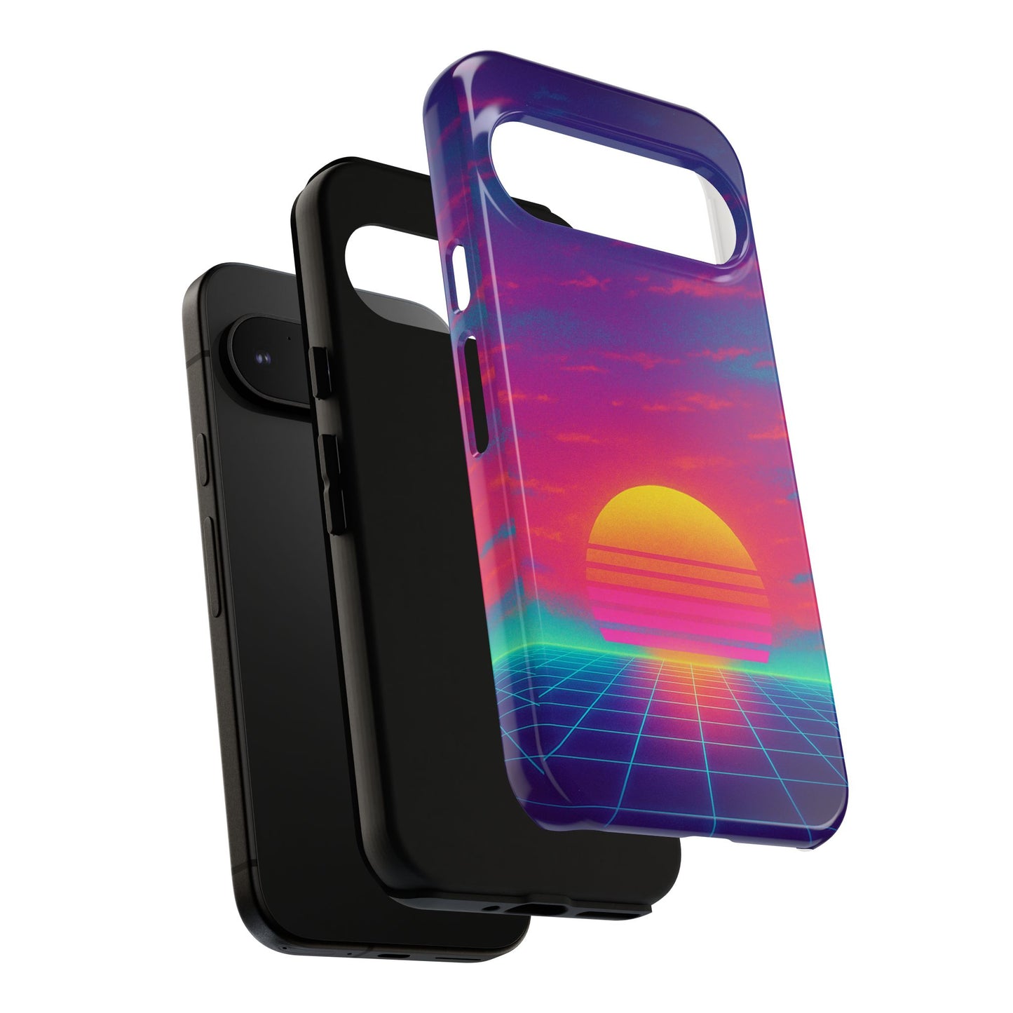 Retro Sunset Tough Phone Case - Vibrant 80s Aesthetic