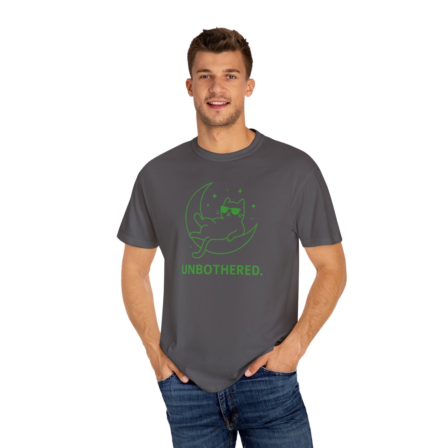 Unisex Garment-Dyed T-shirt - 'Unbothered' Cat Design