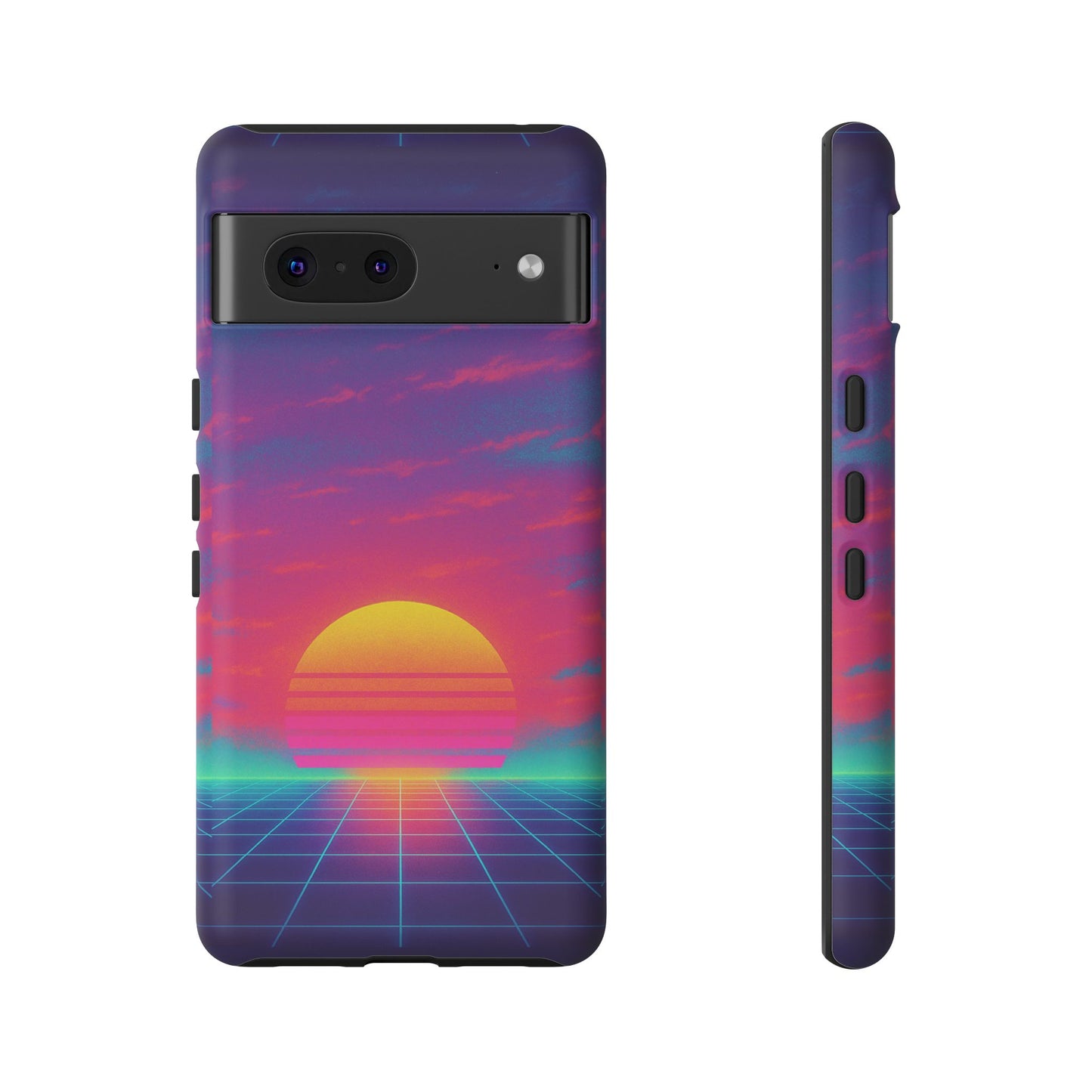 Retro Sunset Tough Phone Case - Vibrant 80s Aesthetic