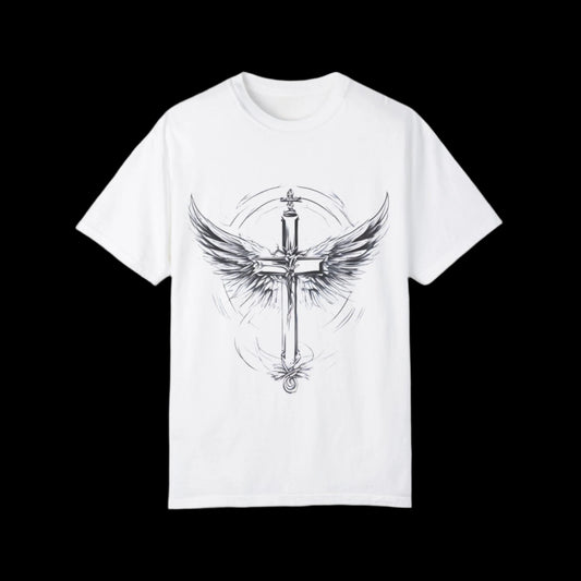 Heavenly Wings Unisex T-Shirt - Angelic Sword Design
