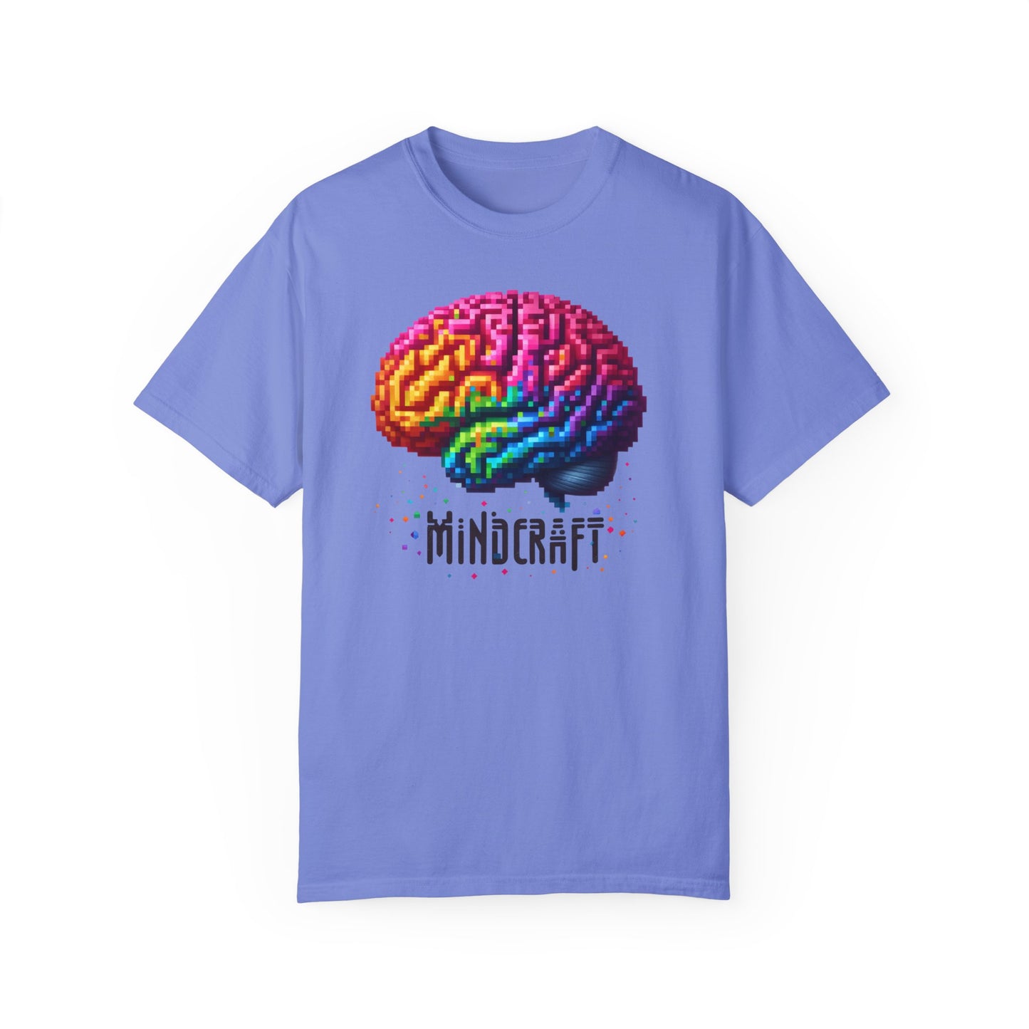 Mindcraft Brain Unisex Garment-Dyed T-Shirt | Colorful Pixel Art Tee