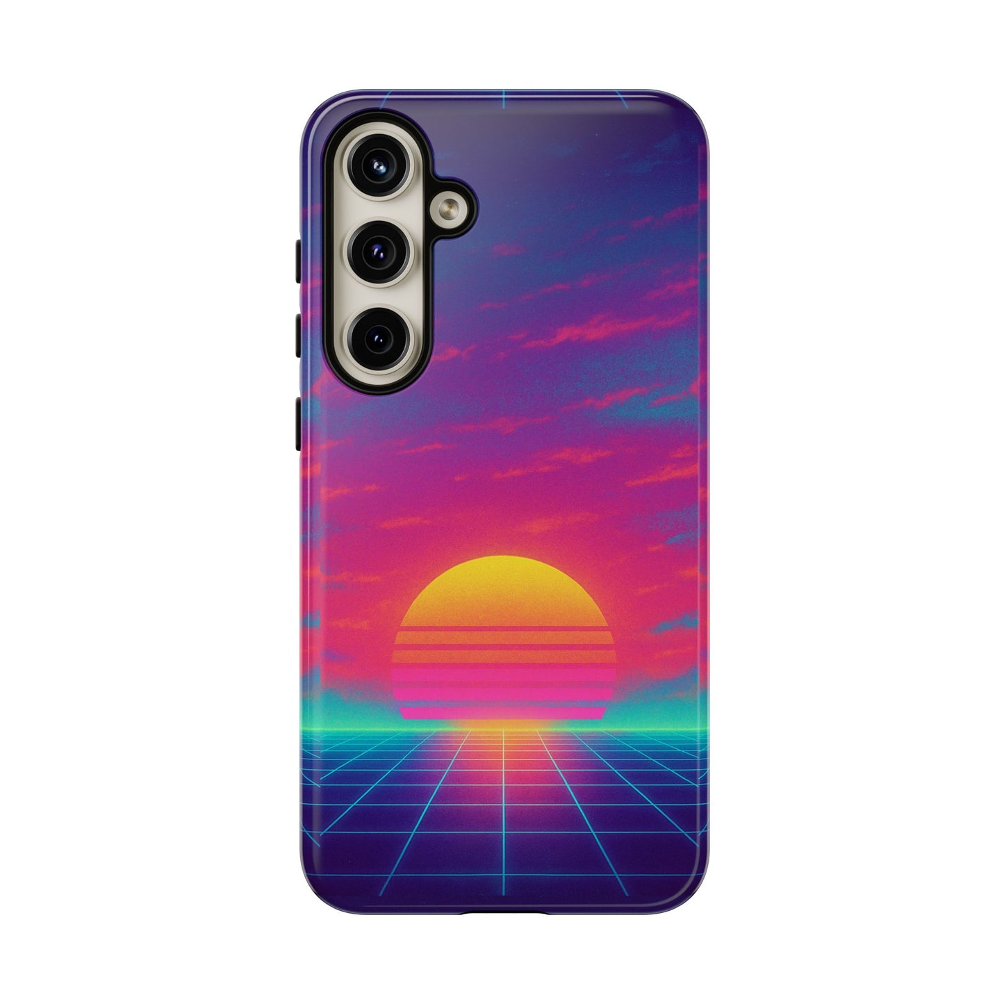 Retro Sunset Tough Phone Case - Vibrant 80s Aesthetic