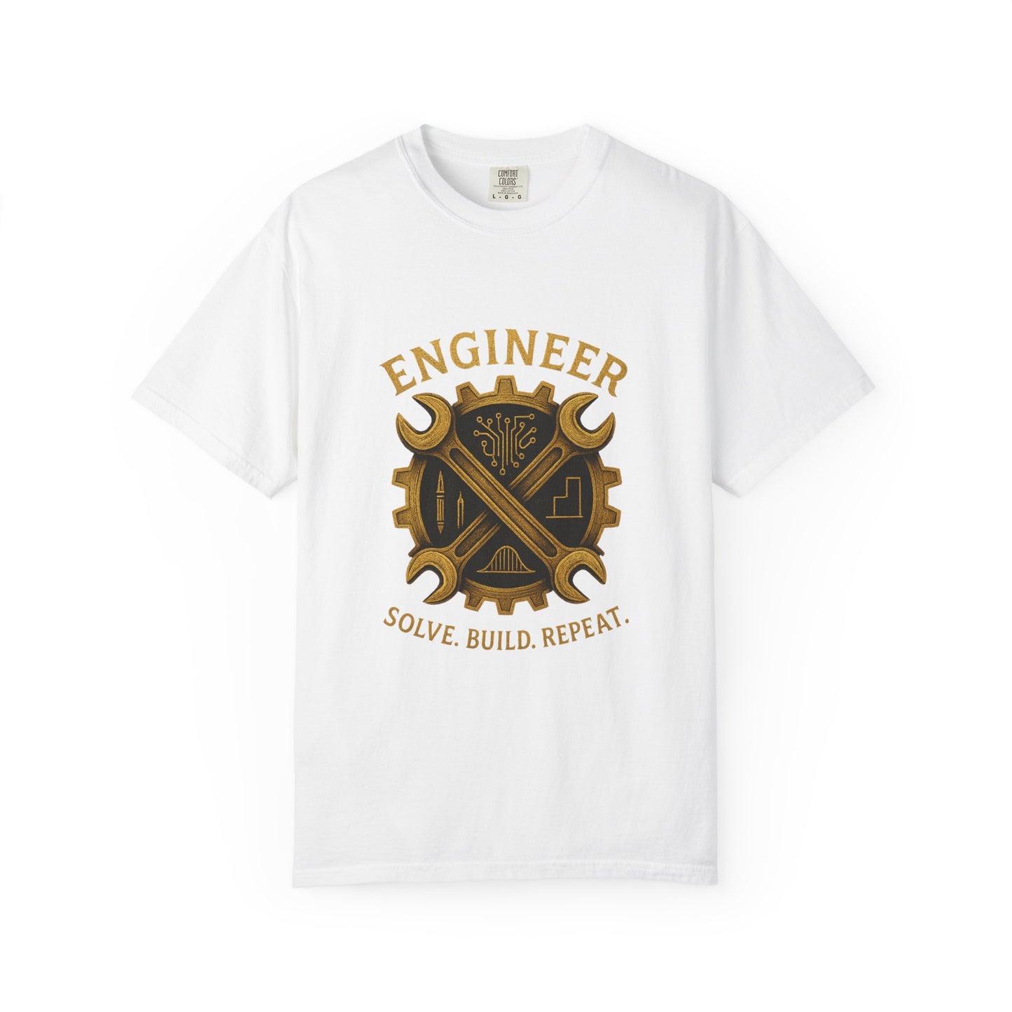 Engineer T-Shirt — 'Engineer: Solve. Build. Repeat.' Vintage Wrench & Gear Tee
