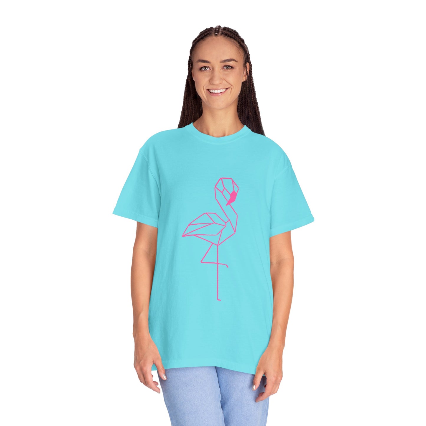 Geo Flamingo Unisex T-shirt | Summer Vibes Tee | Gift for Nature Lovers | Casual Wear for Every Occasion, Beach, Vacation, Friends Gathering