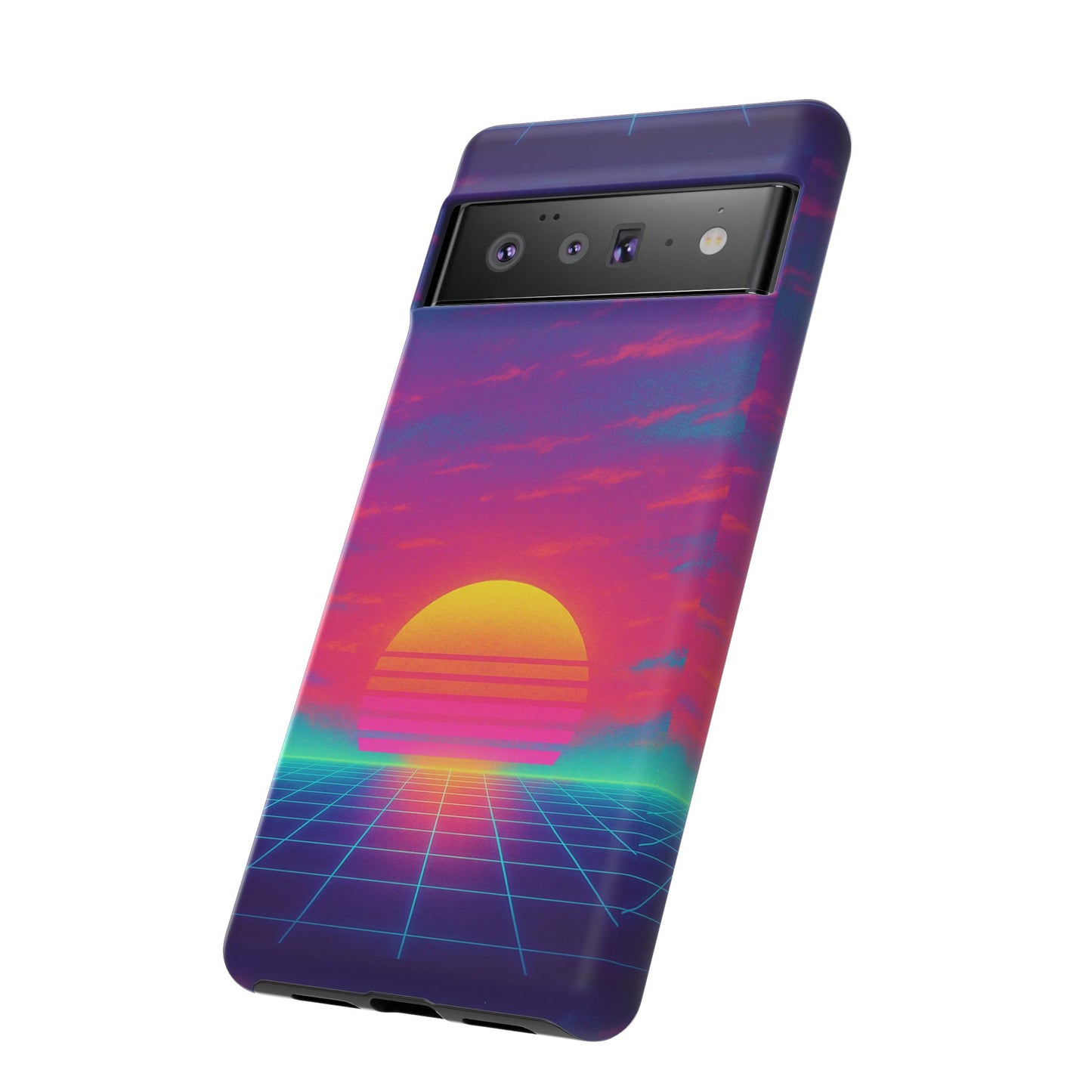 Retro Sunset Tough Phone Case - Vibrant 80s Aesthetic