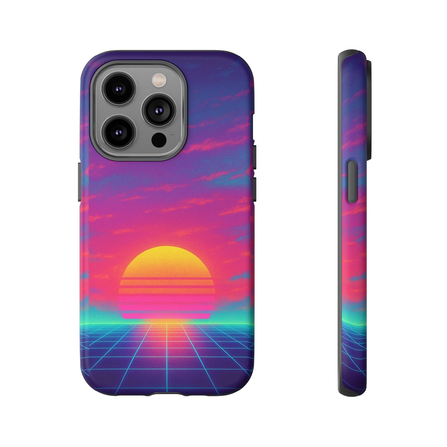 Retro Sunset Tough Phone Case - Vibrant 80s Aesthetic