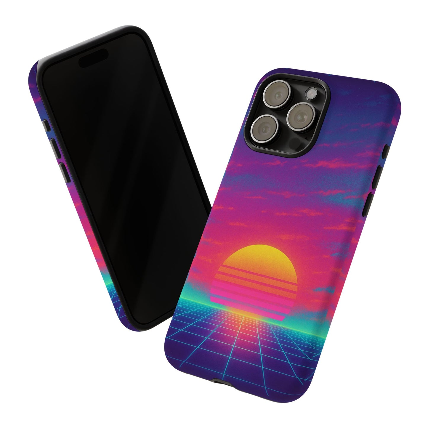 Retro Sunset Tough Phone Case - Vibrant 80s Aesthetic