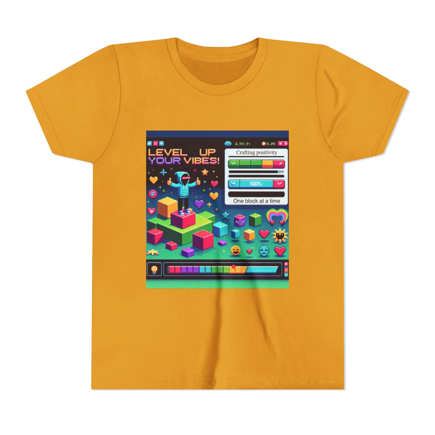 Youth Tee — "Level Up Your Vibes" Retro Gaming Graphic