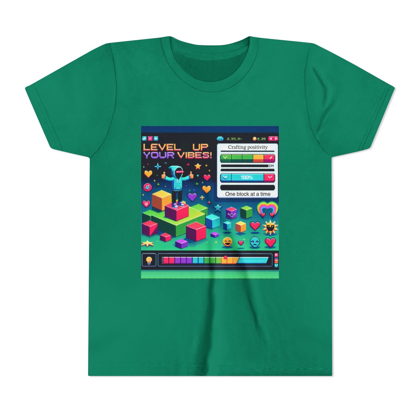 Youth Tee — "Level Up Your Vibes" Retro Gaming Graphic