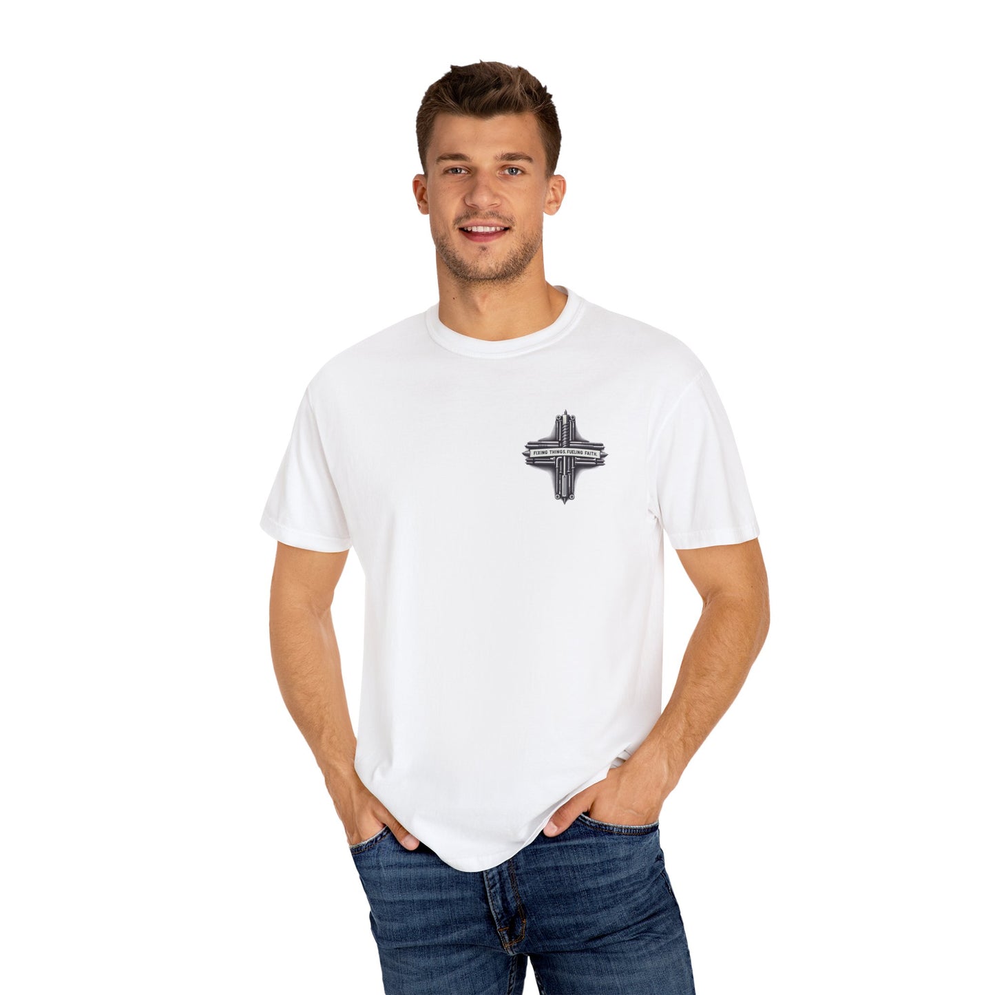 Faith-Inspired Unisex T-Shirt | Fixing Things Fueling Faith | Inspirational Gift for Believers | Casual Wear, Church Events, Everyday Style