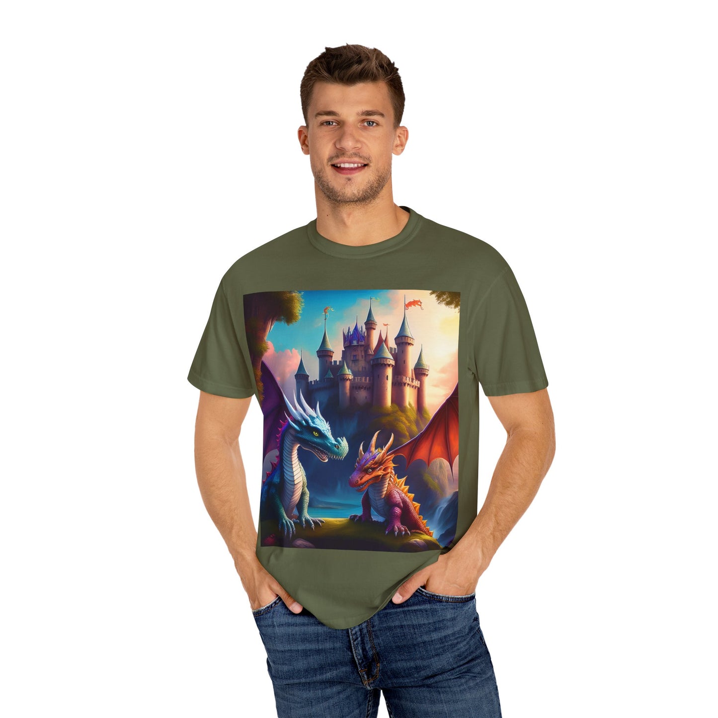 Fantasy Dragons Unisex Garment-Dyed T-Shirt - Perfect for Gamers & Fantasy Lovers