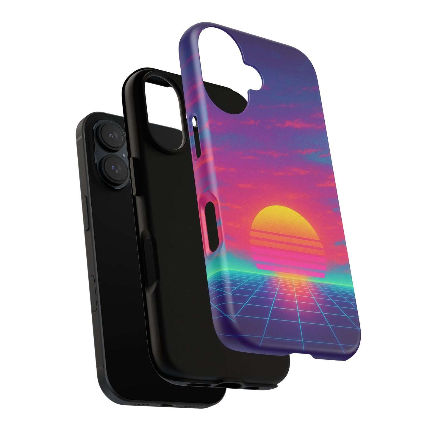 Retro Sunset Tough Phone Case - Vibrant 80s Aesthetic