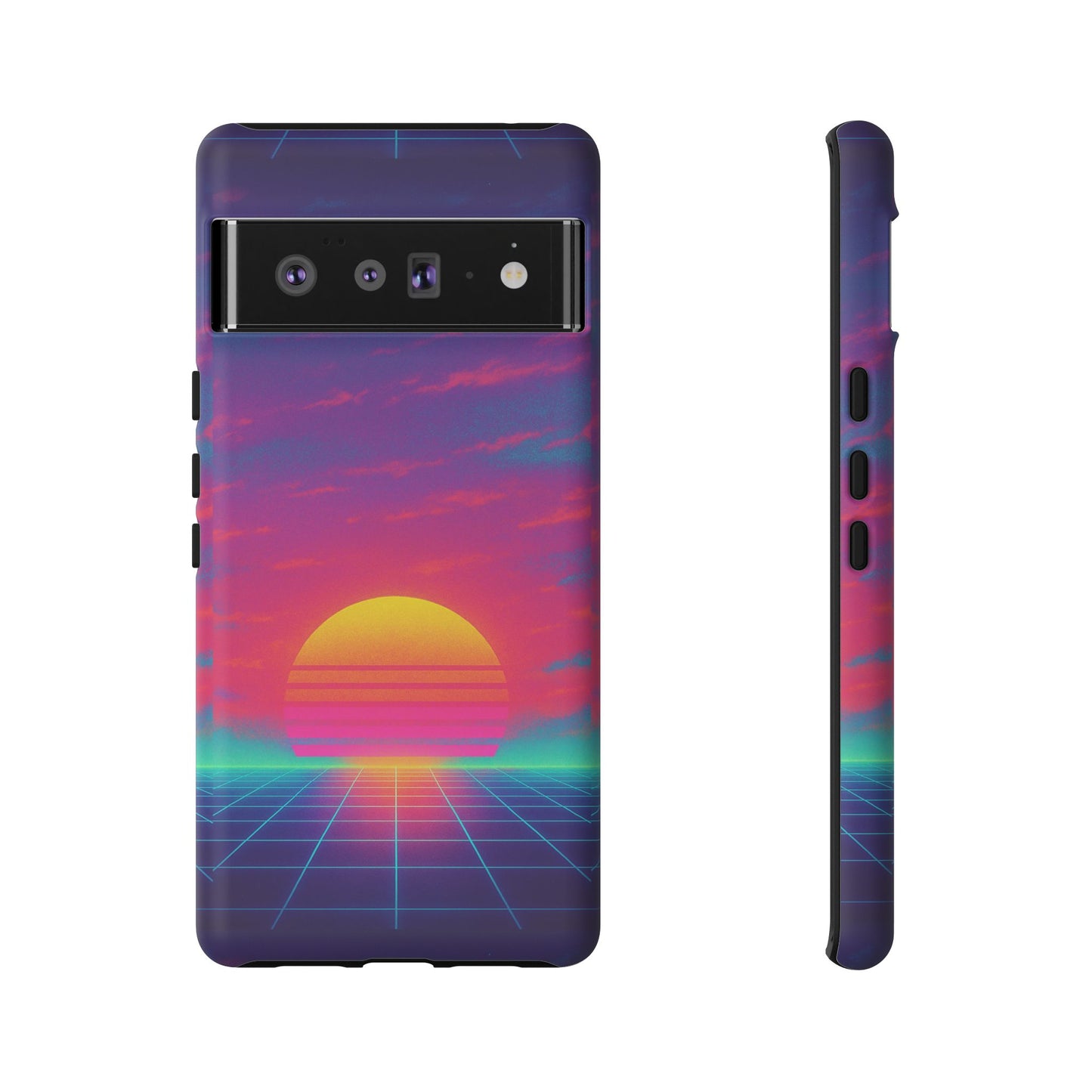 Retro Sunset Tough Phone Case - Vibrant 80s Aesthetic