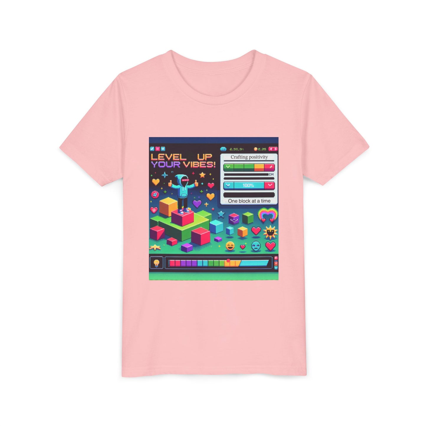 Youth Tee — "Level Up Your Vibes" Retro Gaming Graphic