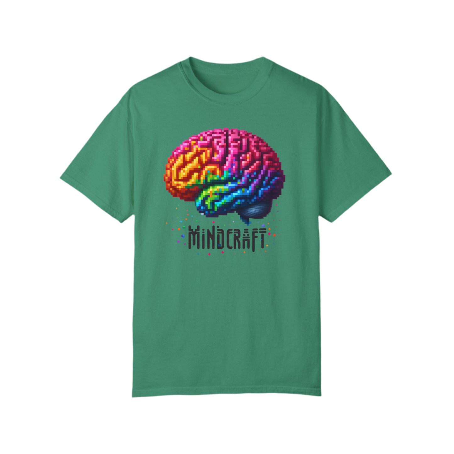 Mindcraft Brain Unisex Garment-Dyed T-Shirt | Colorful Pixel Art Tee