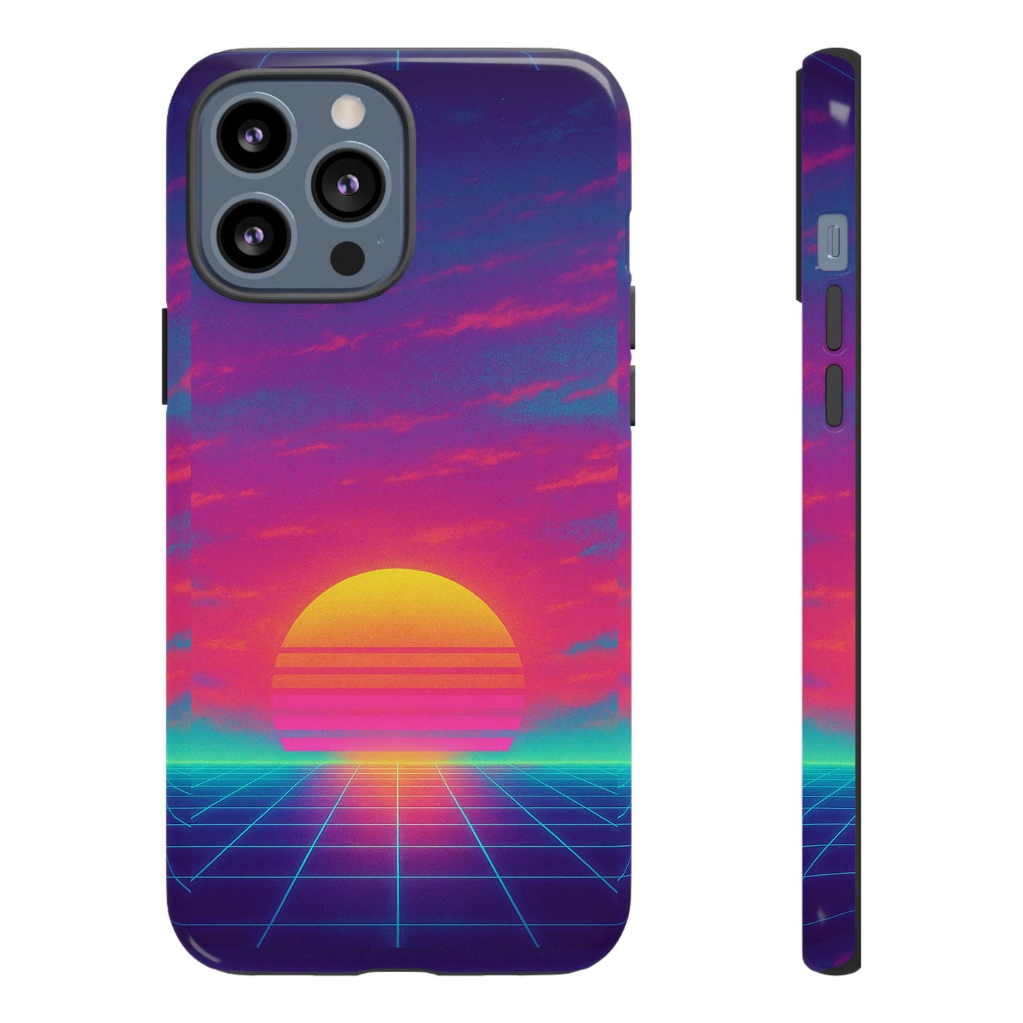 Retro Sunset Tough Phone Case - Vibrant 80s Aesthetic