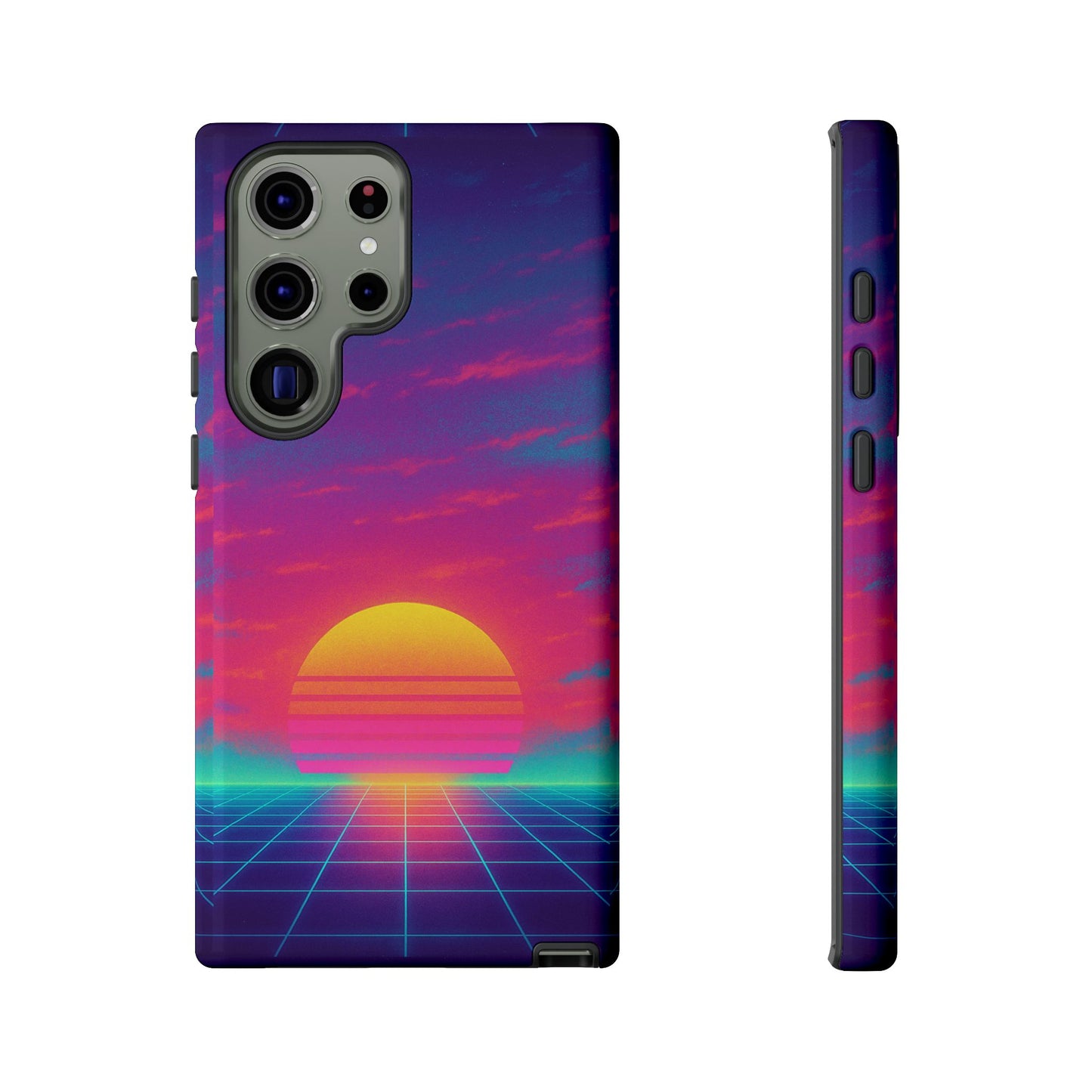 Retro Sunset Tough Phone Case - Vibrant 80s Aesthetic