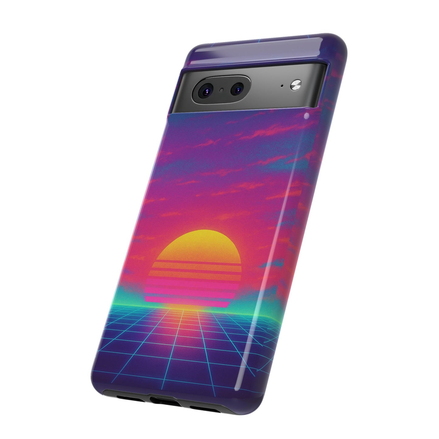 Retro Sunset Tough Phone Case - Vibrant 80s Aesthetic
