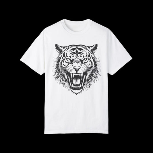 Fierce Tiger Unisex Garment-Dyed T-Shirt – Bold Graphic Tees for Animal Lovers
