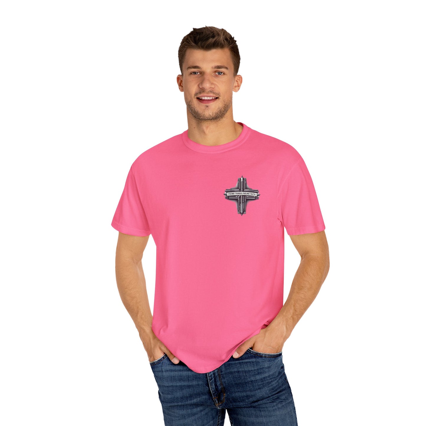 Faith-Inspired Unisex T-Shirt | Fixing Things Fueling Faith | Inspirational Gift for Believers | Casual Wear, Church Events, Everyday Style